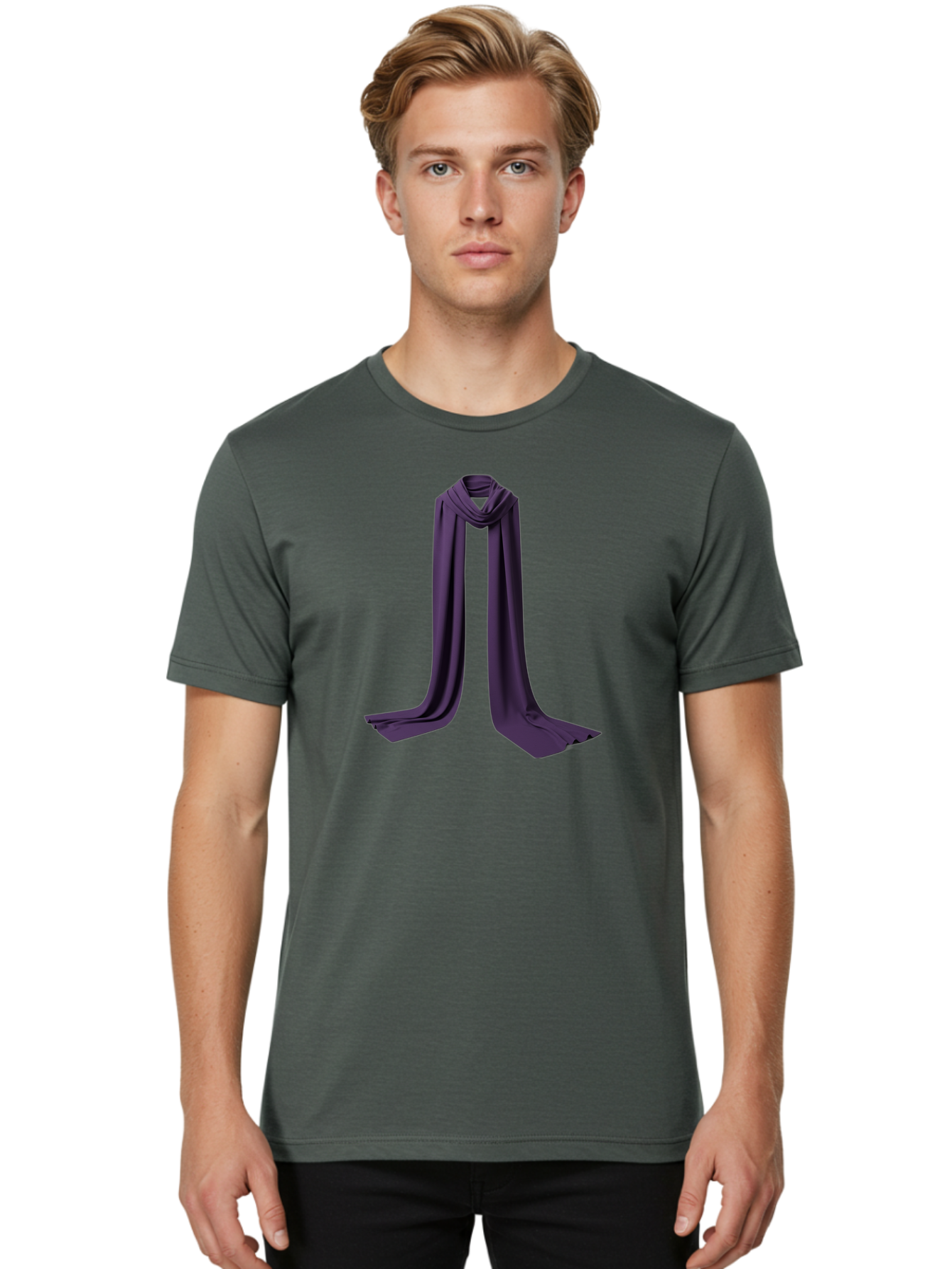 Purple-Scarf Men'S Graphic Tee, 100% Cotton, Comfortable Casual Summer Wear, Machine Washable, Vintage Camera, Old Camera, Antique Camera, Black Camera, Classic Photography, Photography Equipment, Nostalgic Device, Film Camera, Camera Art Bag995