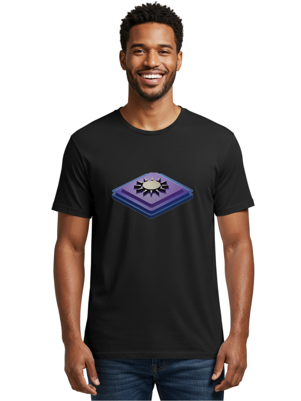 Purple-Square-With-Sun Men'S Graphic Tee, 100% Cotton, Comfortable Casual Summer Wear, Machine Washable, Vintage Camera, Old Camera, Antique Camera, Black Camera, Classic Photography, Photography Equipment, Nostalgic Device, Film Camera, Bag997