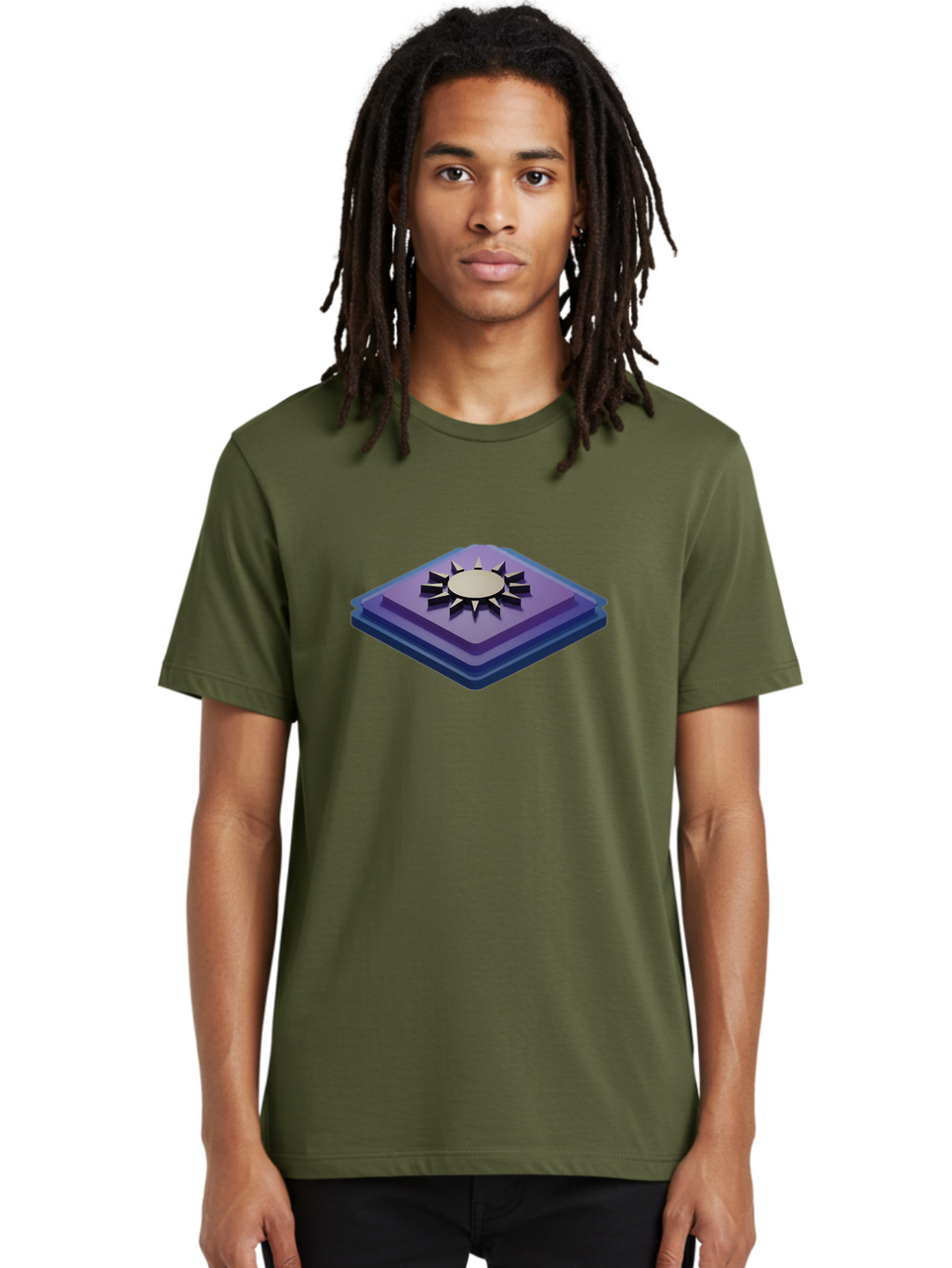 Purple-Square-With-Sun Men'S Graphic Tee, 100% Cotton, Comfortable Casual Summer Wear, Machine Washable, Vintage Camera, Old Camera, Antique Camera, Black Camera, Classic Photography, Photography Equipment, Nostalgic Device, Film Camera, Bag997