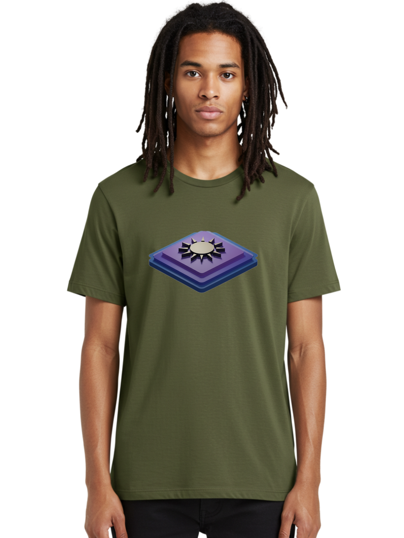 Purple-Square-With-Sun Men'S Graphic Tee, 100% Cotton, Comfortable Casual Summer Wear, Machine Washable, Vintage Camera, Old Camera, Antique Camera, Black Camera, Classic Photography, Photography Equipment, Nostalgic Device, Film Camera, Bag997