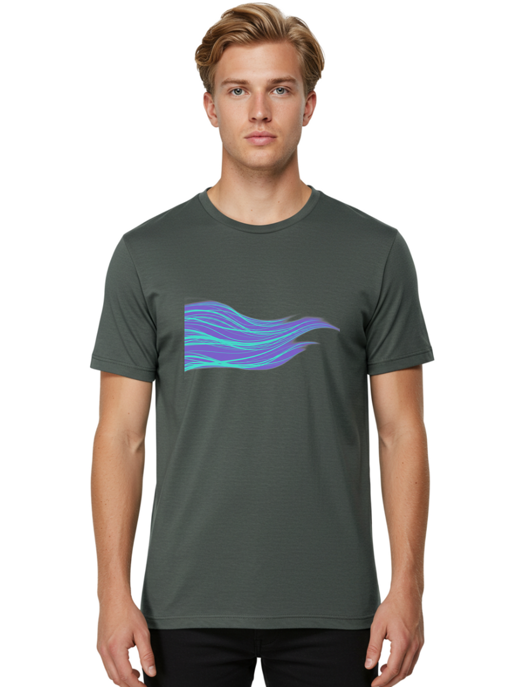 Purple-Wave-Lines Men'S Graphic Tee, 100% Cotton, Comfortable Casual Summer Wear, Machine Washable, Vintage Camera, Old Camera, Antique Camera, Black Camera, Classic Photography, Photography Equipment, Nostalgic Device, Film Camera, Camera Art Bag998