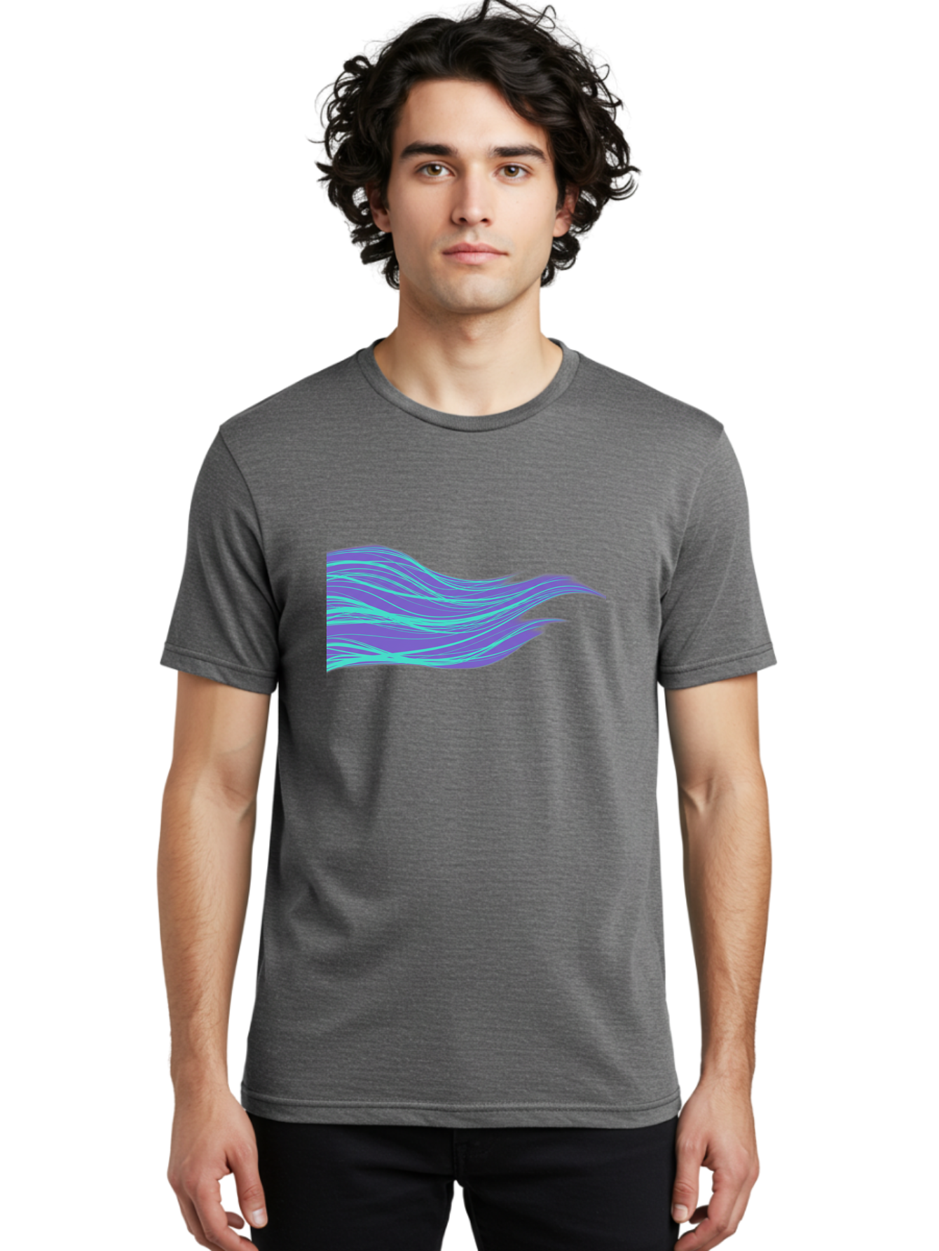 Purple-Wave-Lines Men'S Graphic Tee, 100% Cotton, Comfortable Casual Summer Wear, Machine Washable, Vintage Camera, Old Camera, Antique Camera, Black Camera, Classic Photography, Photography Equipment, Nostalgic Device, Film Camera, Camera Art Bag998