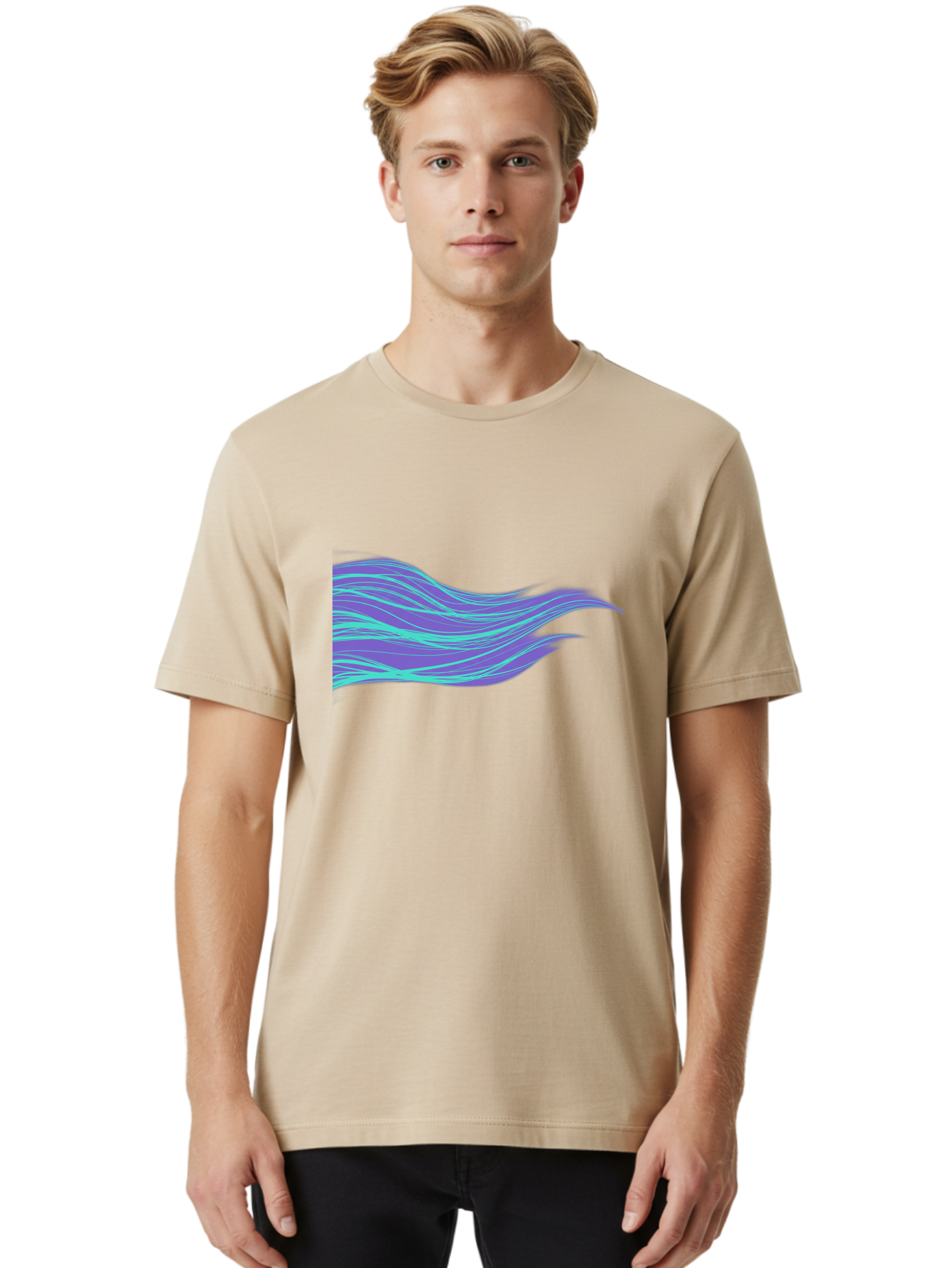 Purple-Wave-Lines Men'S Graphic Tee, 100% Cotton, Comfortable Casual Summer Wear, Machine Washable, Vintage Camera, Old Camera, Antique Camera, Black Camera, Classic Photography, Photography Equipment, Nostalgic Device, Film Camera, Camera Art Bag998