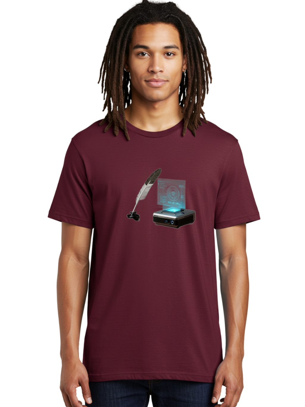 Quill-Pen-And-Document-Scanner Men'S Graphic Tee, 100% Cotton, Comfortable Casual Summer Wear, Machine Washable, Vintage Camera, Old Camera, Antique Camera, Black Camera, Classic Photography, Photography Equipment, Nostalgic Device, Bah004
