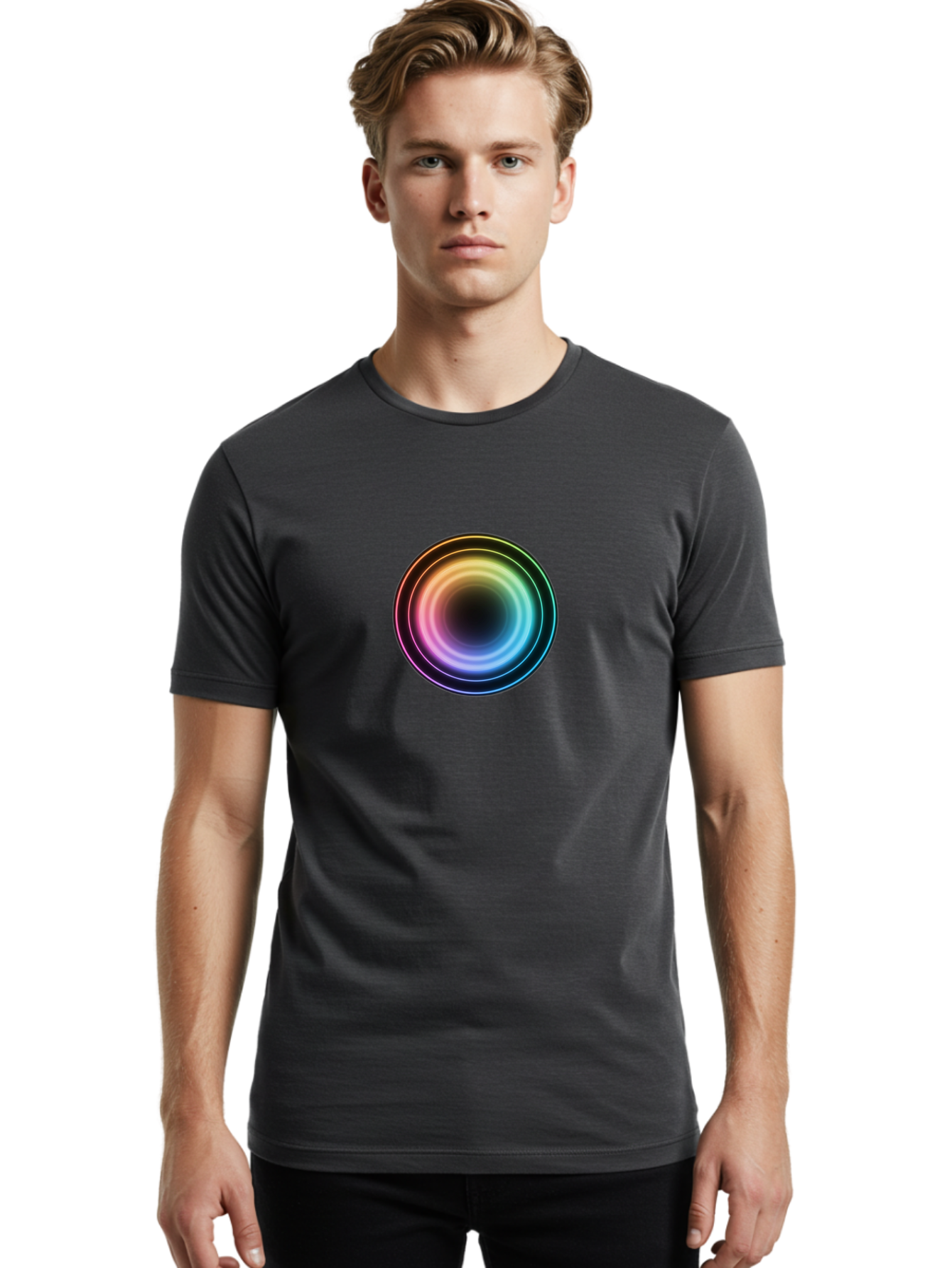 Rainbow-Circle Men'S Graphic Tee, 100% Cotton, Comfortable Casual Summer Wear, Machine Washable, Vintage Camera, Old Camera, Antique Camera, Black Camera, Classic Photography, Photography Equipment, Nostalgic Device, Film Camera, Camera Art Bah005