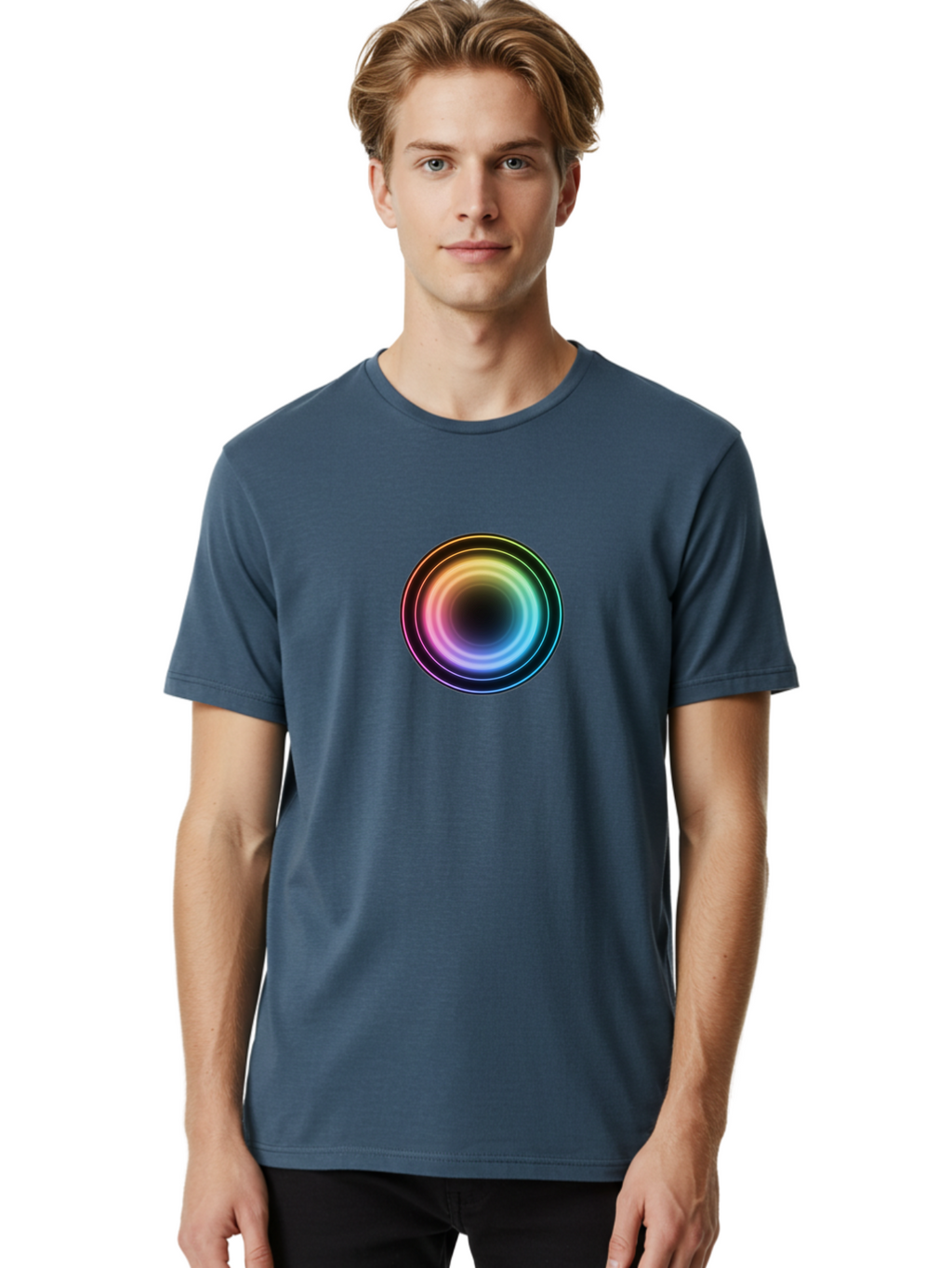 Rainbow-Circle Men'S Graphic Tee, 100% Cotton, Comfortable Casual Summer Wear, Machine Washable, Vintage Camera, Old Camera, Antique Camera, Black Camera, Classic Photography, Photography Equipment, Nostalgic Device, Film Camera, Camera Art Bah005