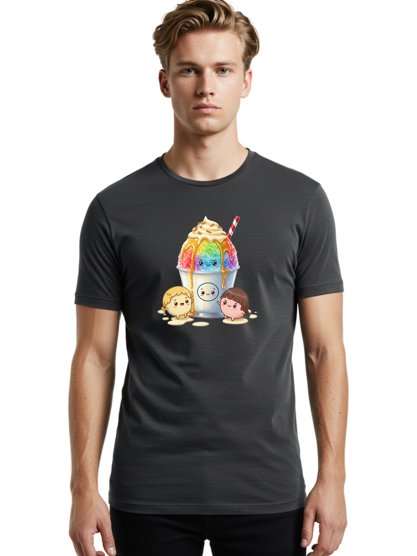 Rainbow-Shaved-Ice Men'S Graphic Tee, 100% Cotton, Comfortable Casual Summer Wear, Machine Washable, Vintage Camera, Old Camera, Antique Camera, Black Camera, Classic Photography, Photography Equipment, Nostalgic Device, Film Camera, Bah007