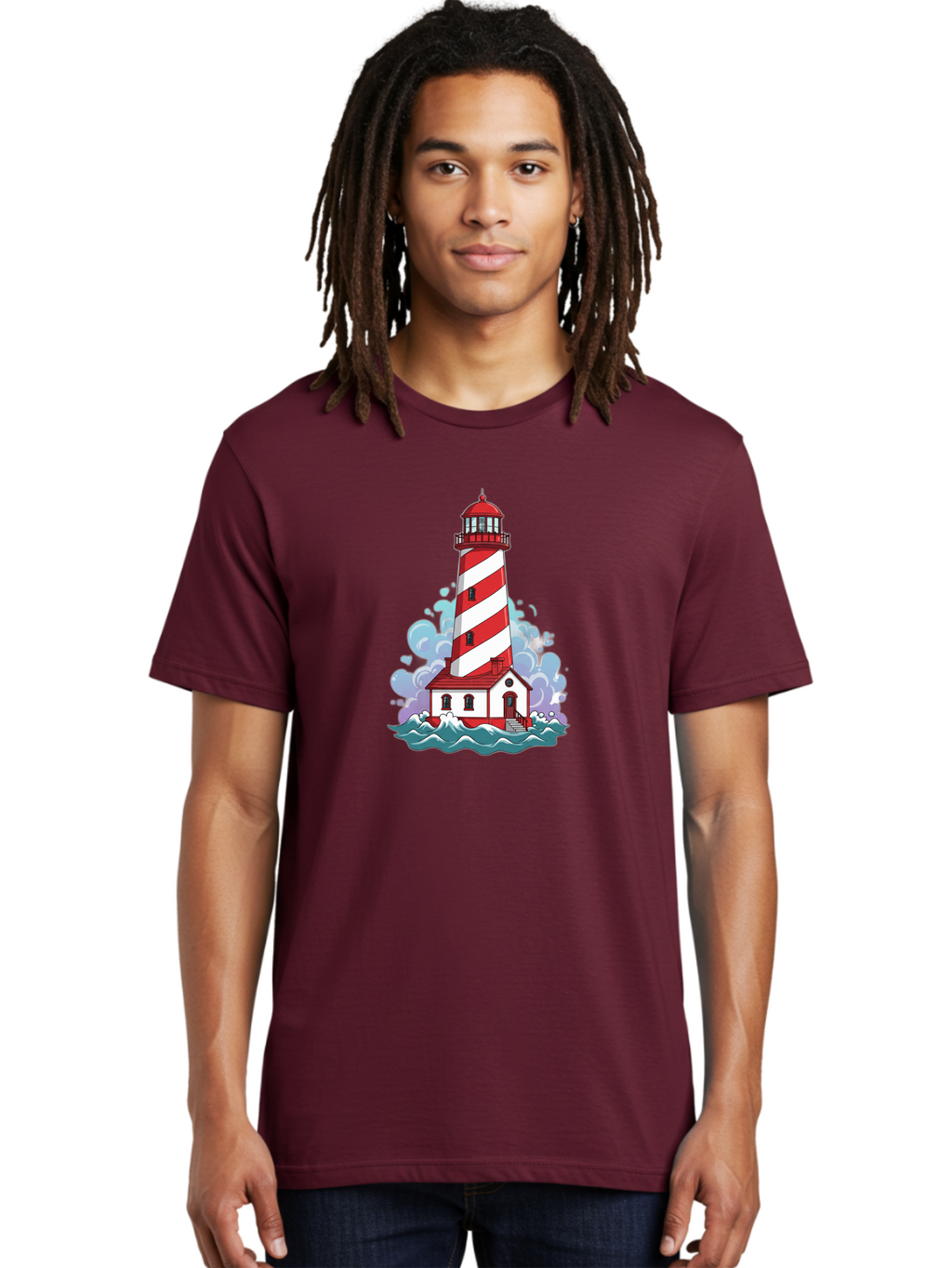 Red-And-White-Lighthouse Men'S Graphic Tee, 100% Cotton, Comfortable Casual Summer Wear, Machine Washable, Vintage Camera, Old Camera, Antique Camera, Black Camera, Classic Photography, Photography Equipment, Nostalgic Device, Film Camera, Bah012