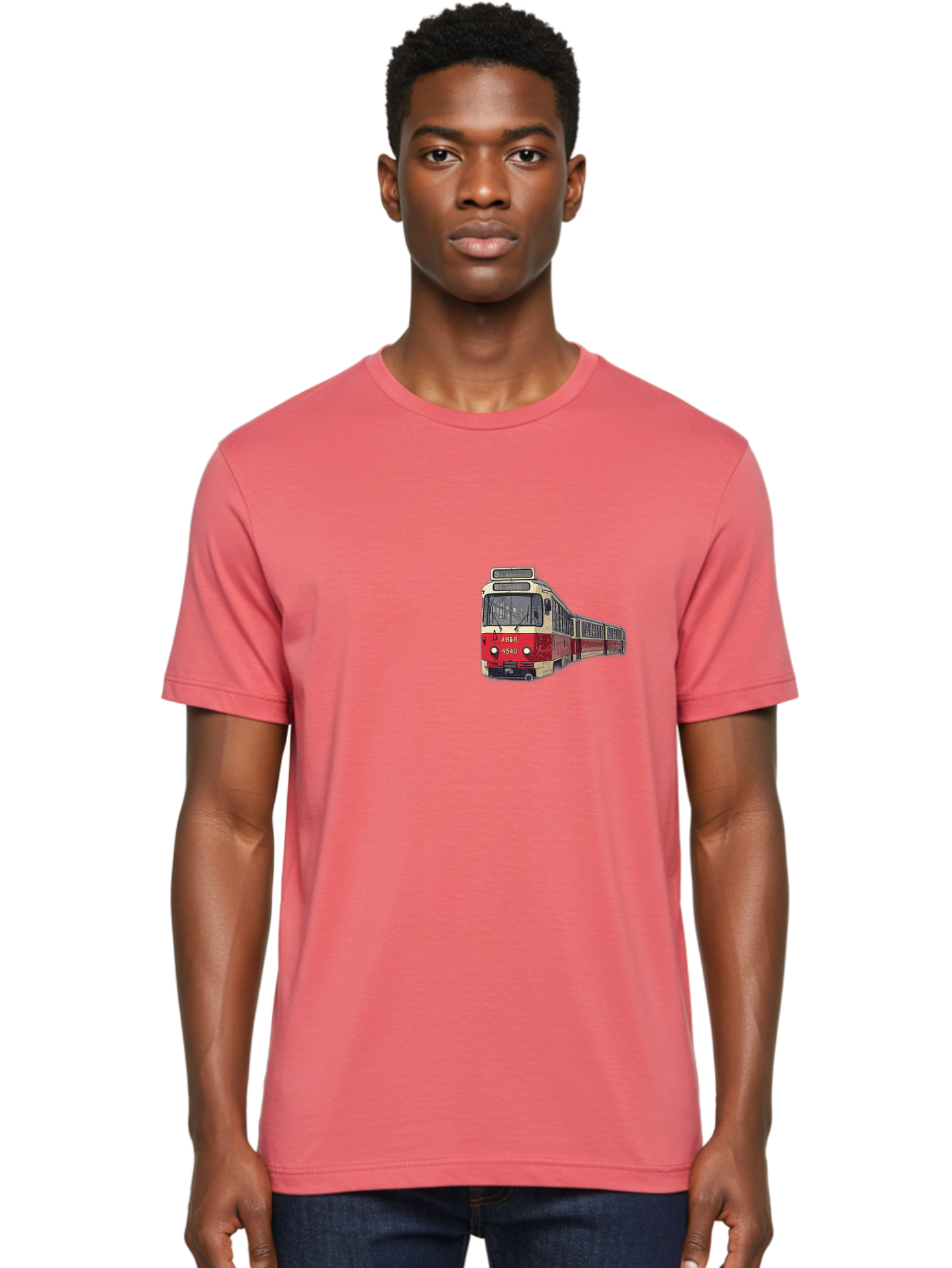 Red-And-White-Train-1536 Men'S Graphic Tee, 100% Cotton, Comfortable Casual Summer Wear, Machine Washable, Vintage Camera, Old Camera, Antique Camera, Black Camera, Classic Photography, Photography Equipment, Nostalgic Device, Film Camera, Bah014