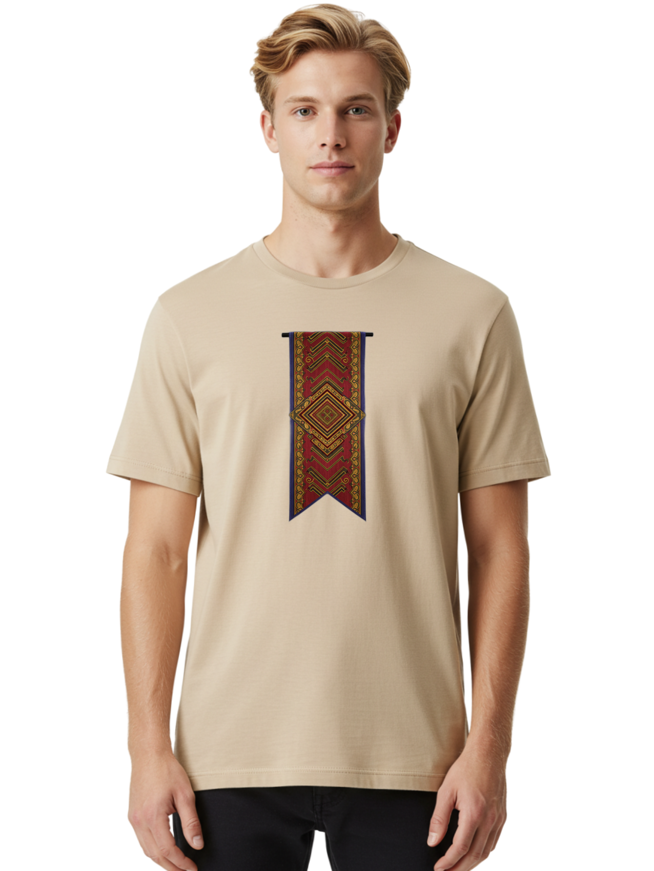 Red-Banner-With-Gold-Diamond Men'S Graphic Tee, 100% Cotton, Comfortable Casual Summer Wear, Machine Washable, Vintage Camera, Old Camera, Antique Camera, Black Camera, Classic Photography, Photography Equipment, Nostalgic Device, Film Camera, Bah015