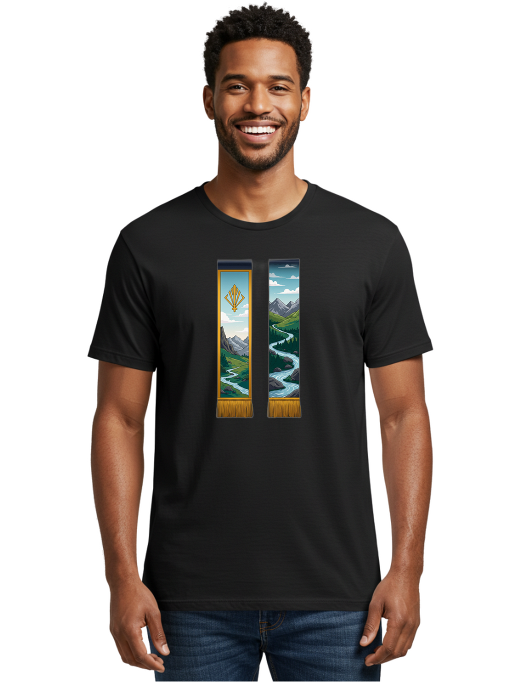 River-Landscape-Banners Men'S Graphic Tee, 100% Cotton, Comfortable Casual Summer Wear, Machine Washable, Vintage Camera, Old Camera, Antique Camera, Black Camera, Classic Photography, Photography Equipment, Nostalgic Device, Film Camera, Bah026