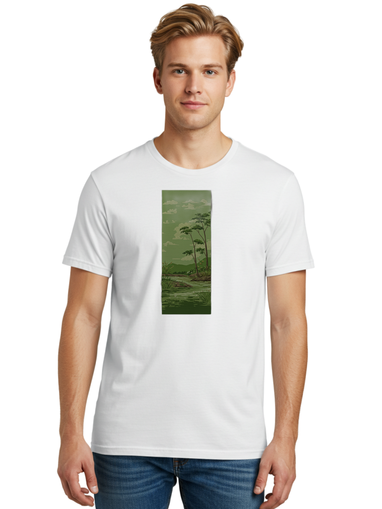 River-Landscape Men'S Graphic Tee, 100% Cotton, Comfortable Casual Summer Wear, Machine Washable, Vintage Camera, Old Camera, Antique Camera, Black Camera, Classic Photography, Photography Equipment, Nostalgic Device, Film Camera, Camera Art Bah027