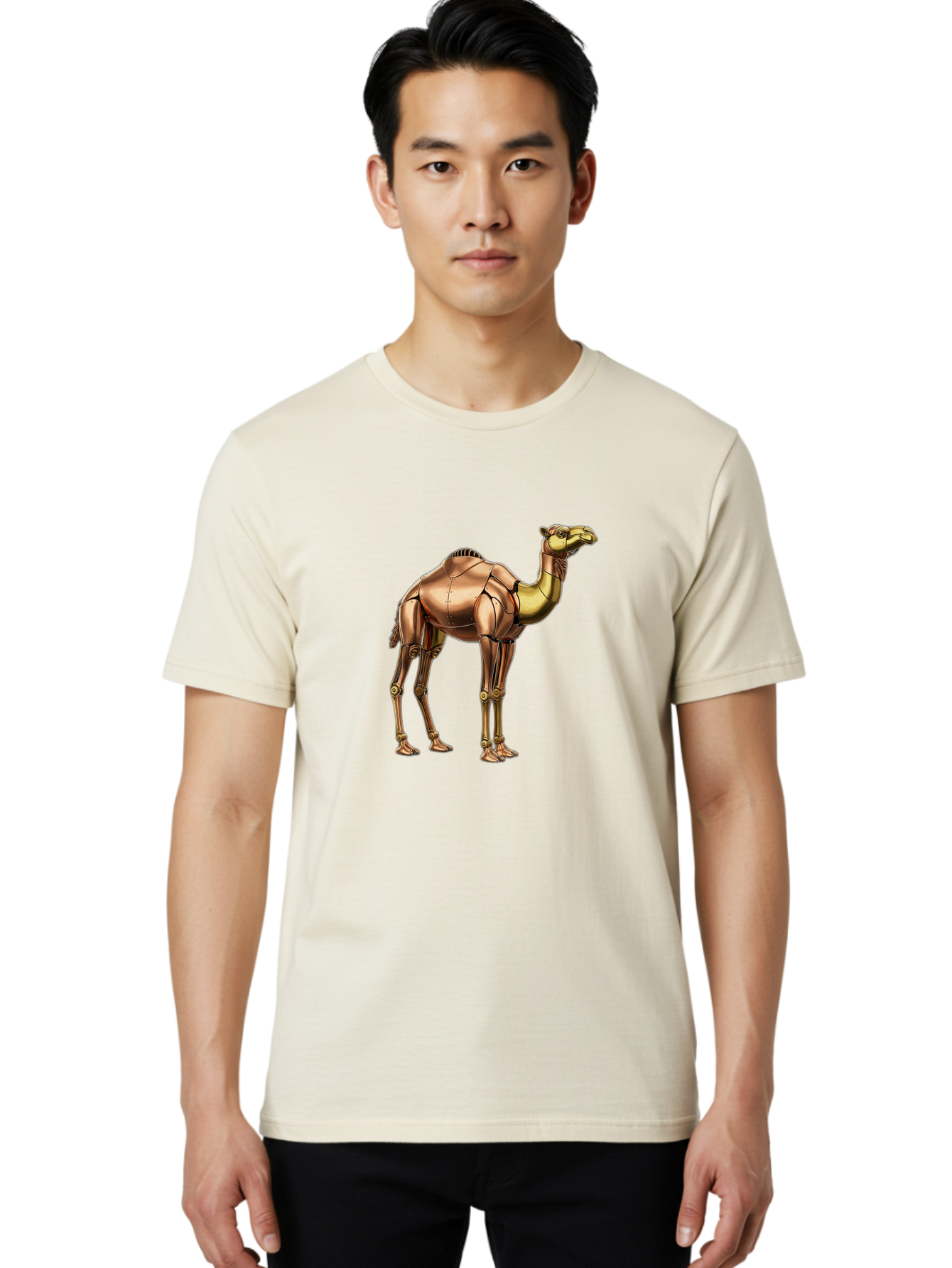 Robot-Camel Men'S Graphic Tee, 100% Cotton, Comfortable Casual Summer Wear, Machine Washable, Vintage Camera, Old Camera, Antique Camera, Black Camera, Classic Photography, Photography Equipment, Nostalgic Device, Film Camera, Camera Art Bah031