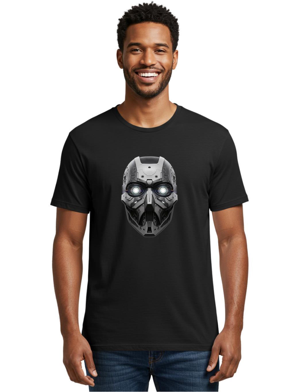 Robot-Face Men'S Graphic Tee, 100% Cotton, Comfortable Casual Summer Wear, Machine Washable, Vintage Camera, Old Camera, Antique Camera, Black Camera, Classic Photography, Photography Equipment, Nostalgic Device, Film Camera, Camera Art Bah032