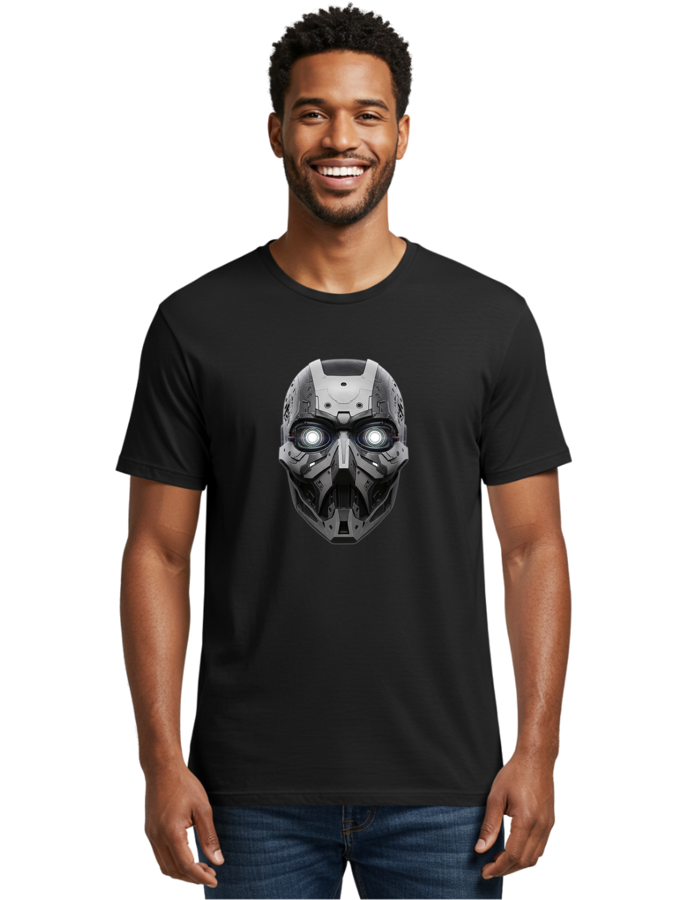 Robot-Face Men'S Graphic Tee, 100% Cotton, Comfortable Casual Summer Wear, Machine Washable, Vintage Camera, Old Camera, Antique Camera, Black Camera, Classic Photography, Photography Equipment, Nostalgic Device, Film Camera, Camera Art Bah032