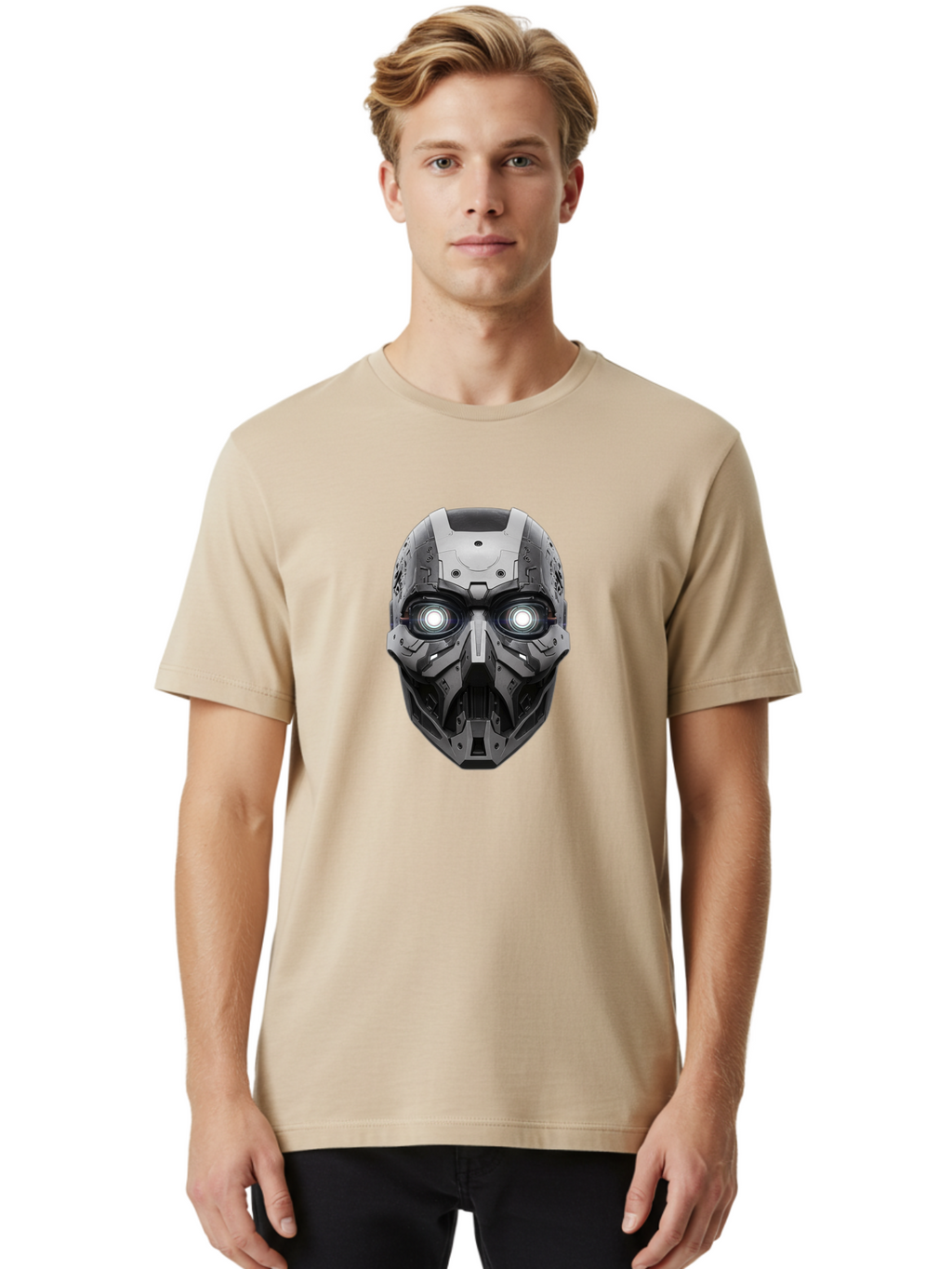 Robot-Face Men'S Graphic Tee, 100% Cotton, Comfortable Casual Summer Wear, Machine Washable, Vintage Camera, Old Camera, Antique Camera, Black Camera, Classic Photography, Photography Equipment, Nostalgic Device, Film Camera, Camera Art Bah032