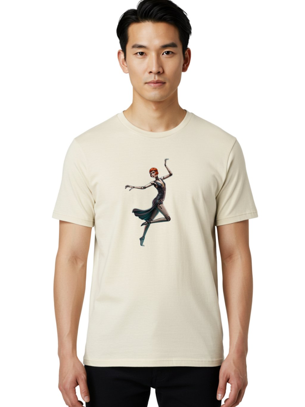 Robot-Girl-Dancing Men'S Graphic Tee, 100% Cotton, Comfortable Casual Summer Wear, Machine Washable, Vintage Camera, Old Camera, Antique Camera, Black Camera, Classic Photography, Photography Equipment, Nostalgic Device, Film Camera, Bah033