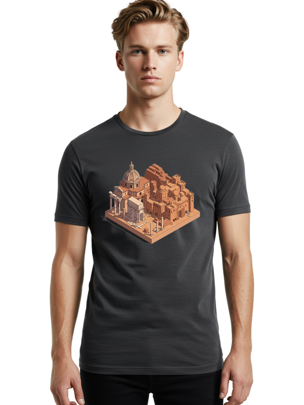 Roman-Ruins Men'S Graphic Tee, 100% Cotton, Comfortable Casual Summer Wear, Machine Washable, Vintage Camera, Old Camera, Antique Camera, Black Camera, Classic Photography, Photography Equipment, Nostalgic Device, Film Camera, Camera Art Bah038