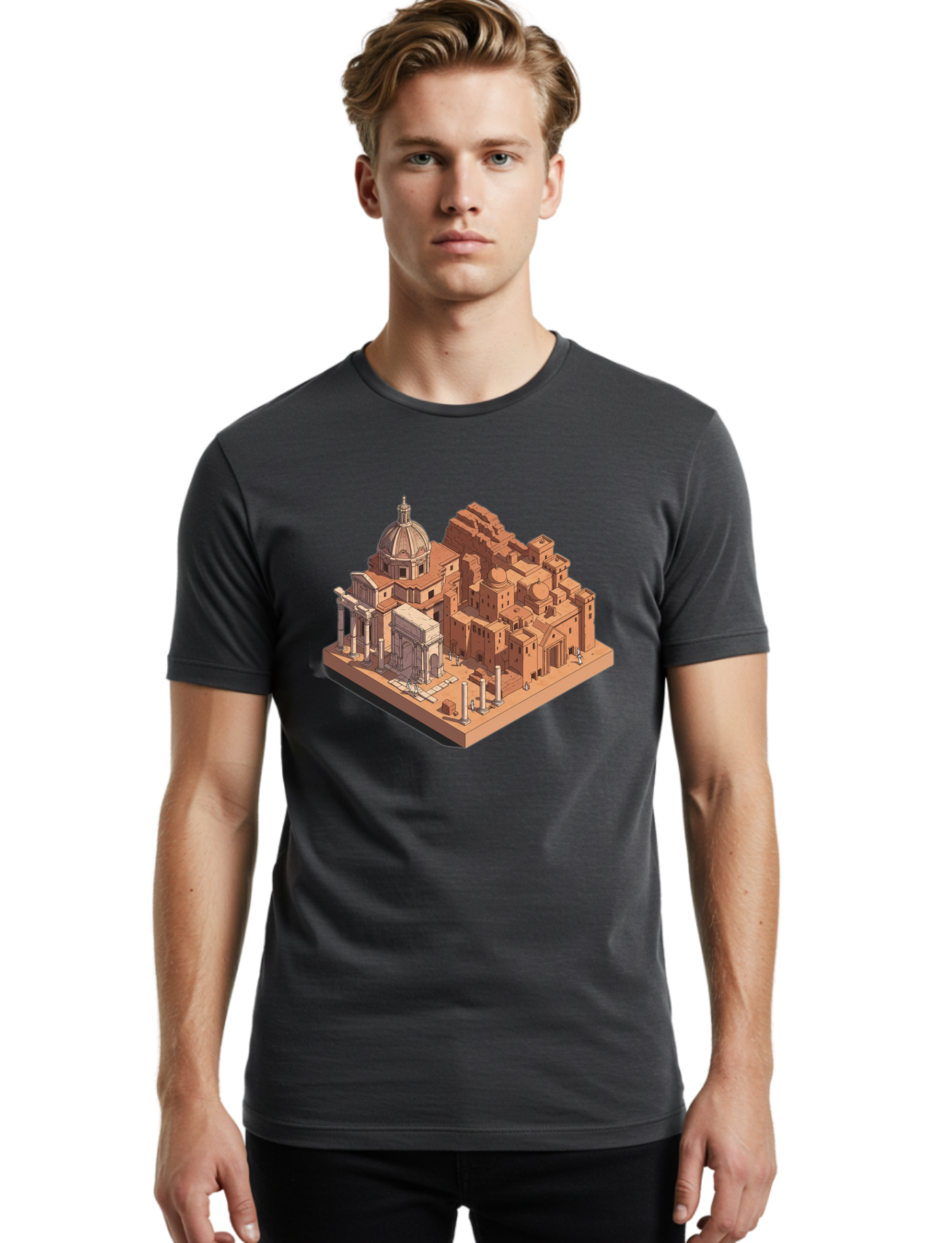 Roman-Ruins Men'S Graphic Tee, 100% Cotton, Comfortable Casual Summer Wear, Machine Washable, Vintage Camera, Old Camera, Antique Camera, Black Camera, Classic Photography, Photography Equipment, Nostalgic Device, Film Camera, Camera Art Bah038