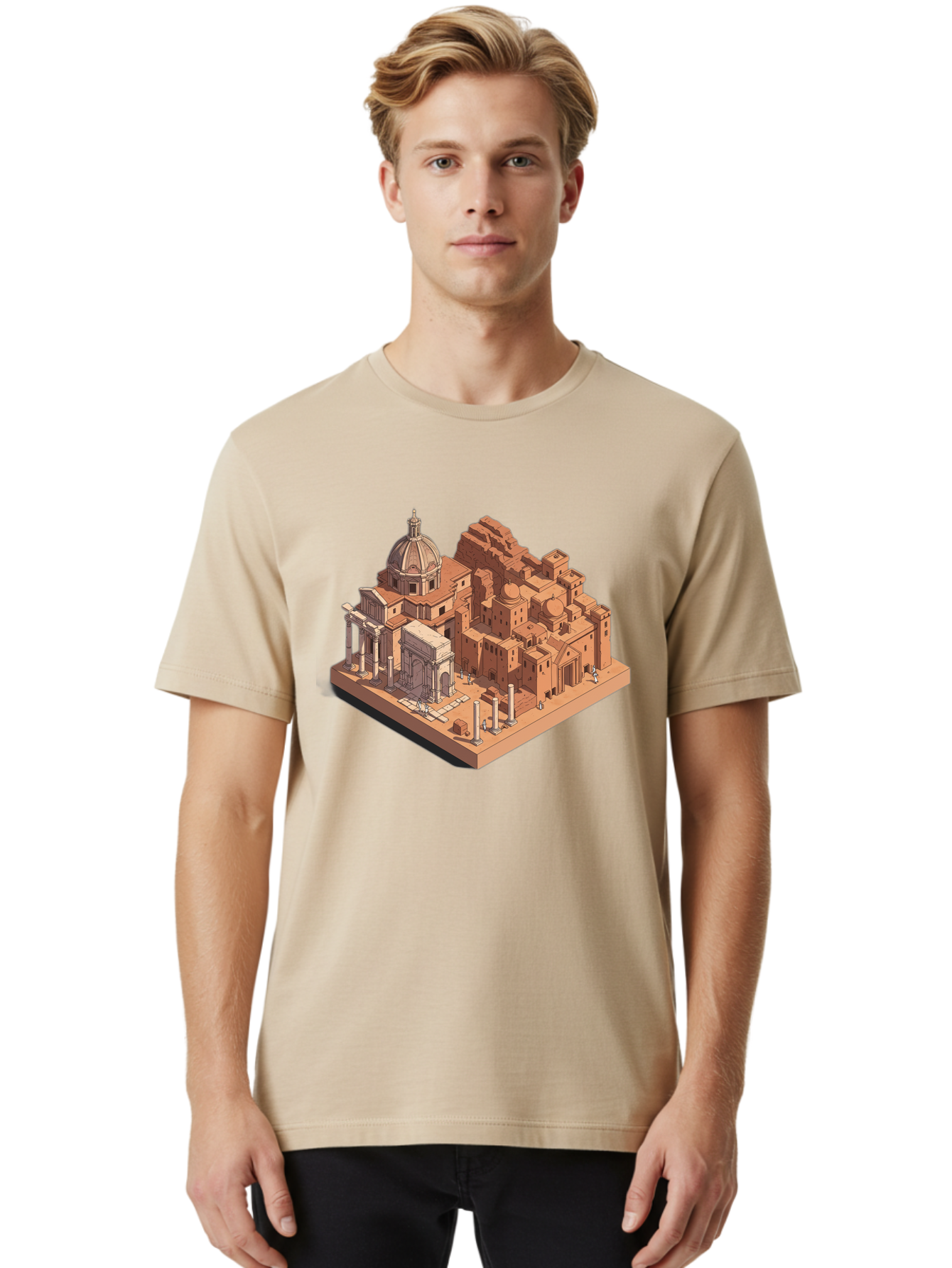 Roman-Ruins Men'S Graphic Tee, 100% Cotton, Comfortable Casual Summer Wear, Machine Washable, Vintage Camera, Old Camera, Antique Camera, Black Camera, Classic Photography, Photography Equipment, Nostalgic Device, Film Camera, Camera Art Bah038