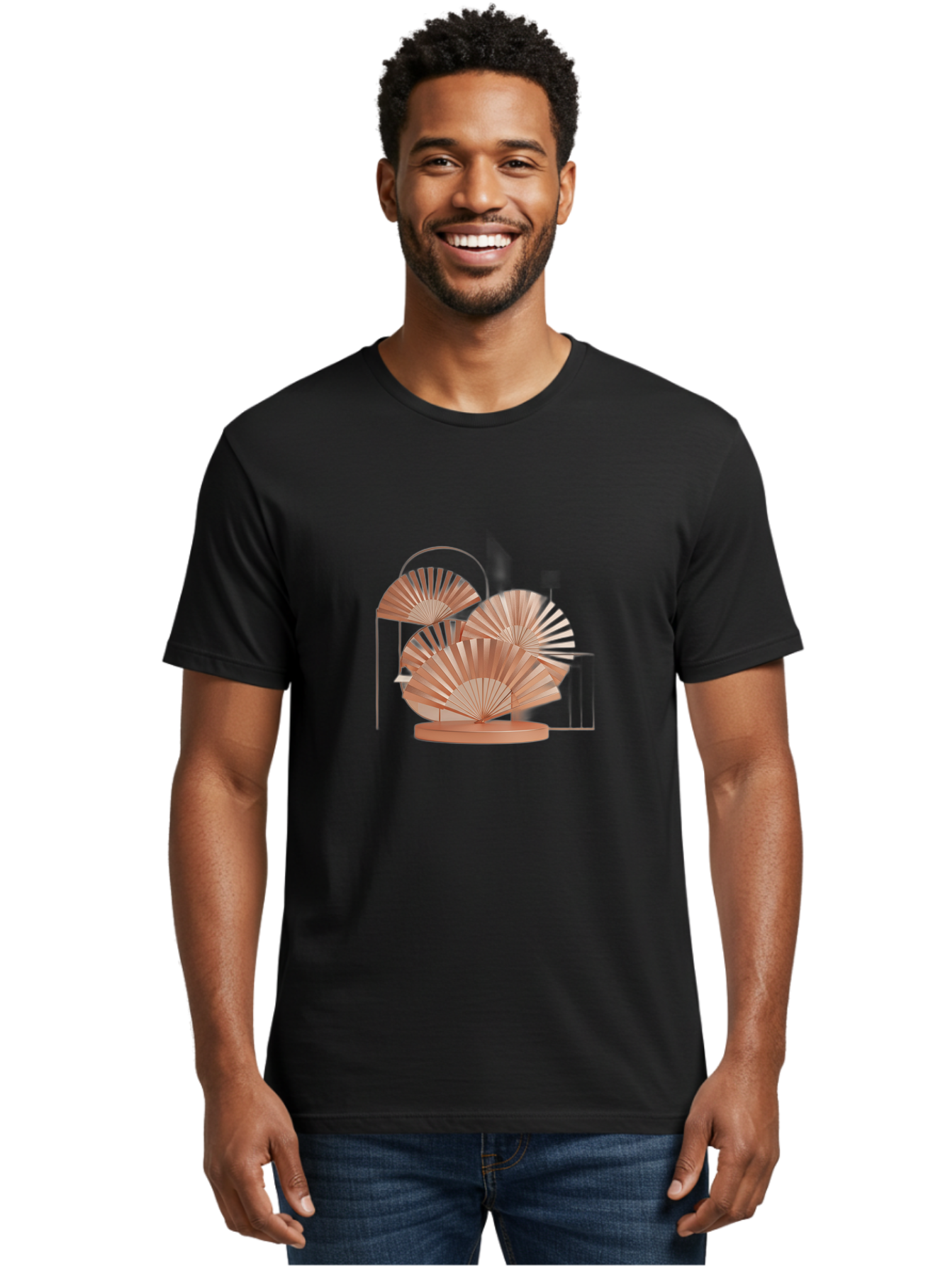 Rose-Gold-Folding-Fans Men'S Graphic Tee, 100% Cotton, Comfortable Casual Summer Wear, Machine Washable, Vintage Camera, Old Camera, Antique Camera, Black Camera, Classic Photography, Photography Equipment, Nostalgic Device, Film Camera, Bah042