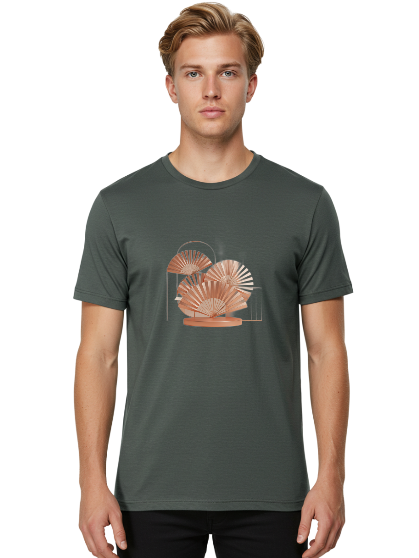 Rose-Gold-Folding-Fans Men'S Graphic Tee, 100% Cotton, Comfortable Casual Summer Wear, Machine Washable, Vintage Camera, Old Camera, Antique Camera, Black Camera, Classic Photography, Photography Equipment, Nostalgic Device, Film Camera, Bah042
