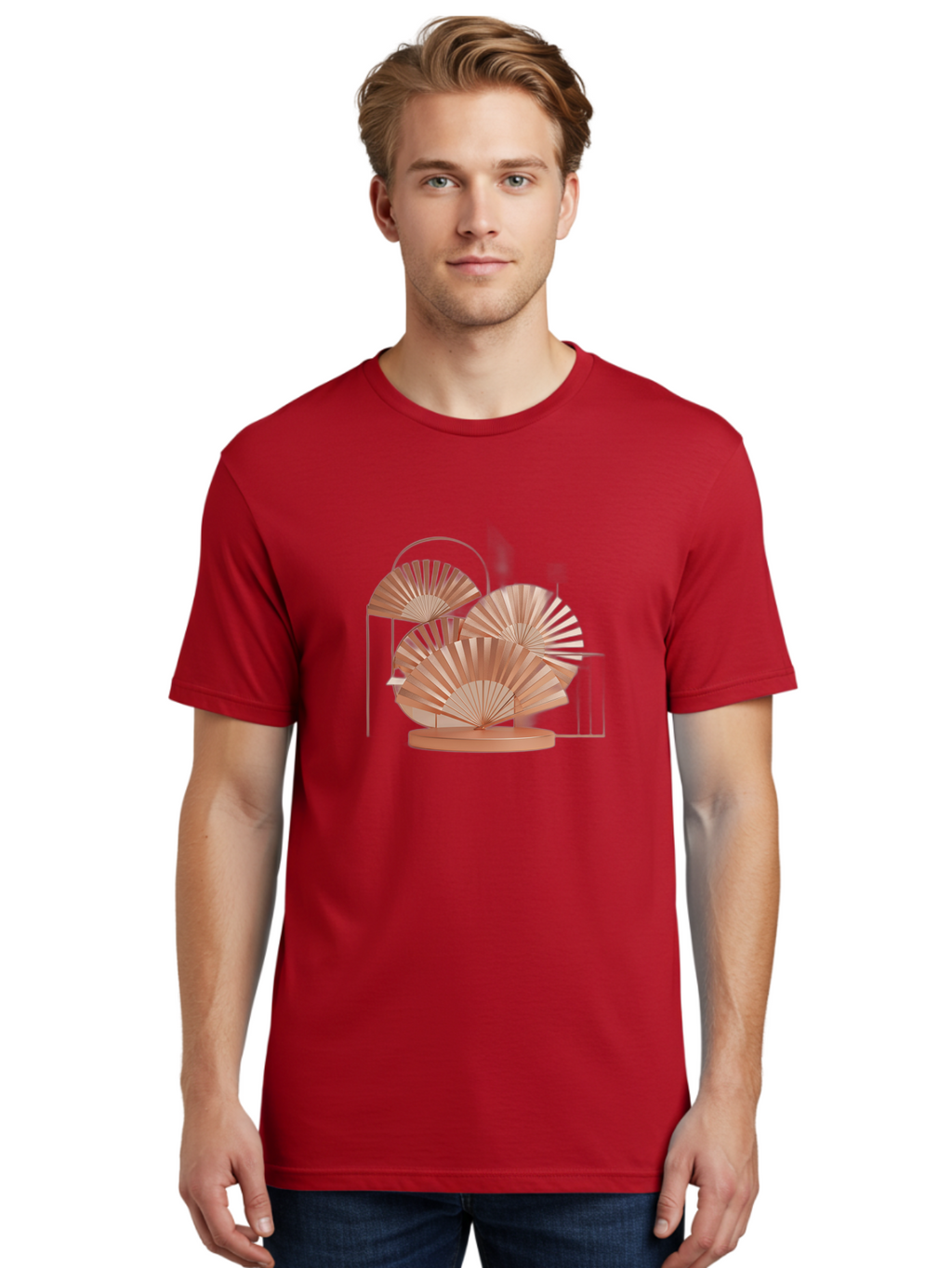 Rose-Gold-Folding-Fans Men'S Graphic Tee, 100% Cotton, Comfortable Casual Summer Wear, Machine Washable, Vintage Camera, Old Camera, Antique Camera, Black Camera, Classic Photography, Photography Equipment, Nostalgic Device, Film Camera, Bah042