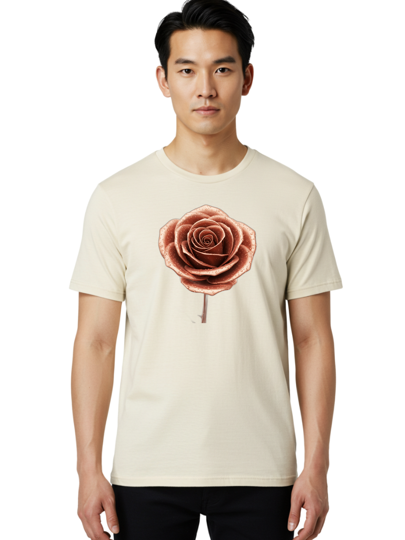 Rose-With-Water-Droplets Men'S Graphic Tee, 100% Cotton, Comfortable Casual Summer Wear, Machine Washable, Vintage Camera, Old Camera, Antique Camera, Black Camera, Classic Photography, Photography Equipment, Nostalgic Device, Film Camera, Bah045