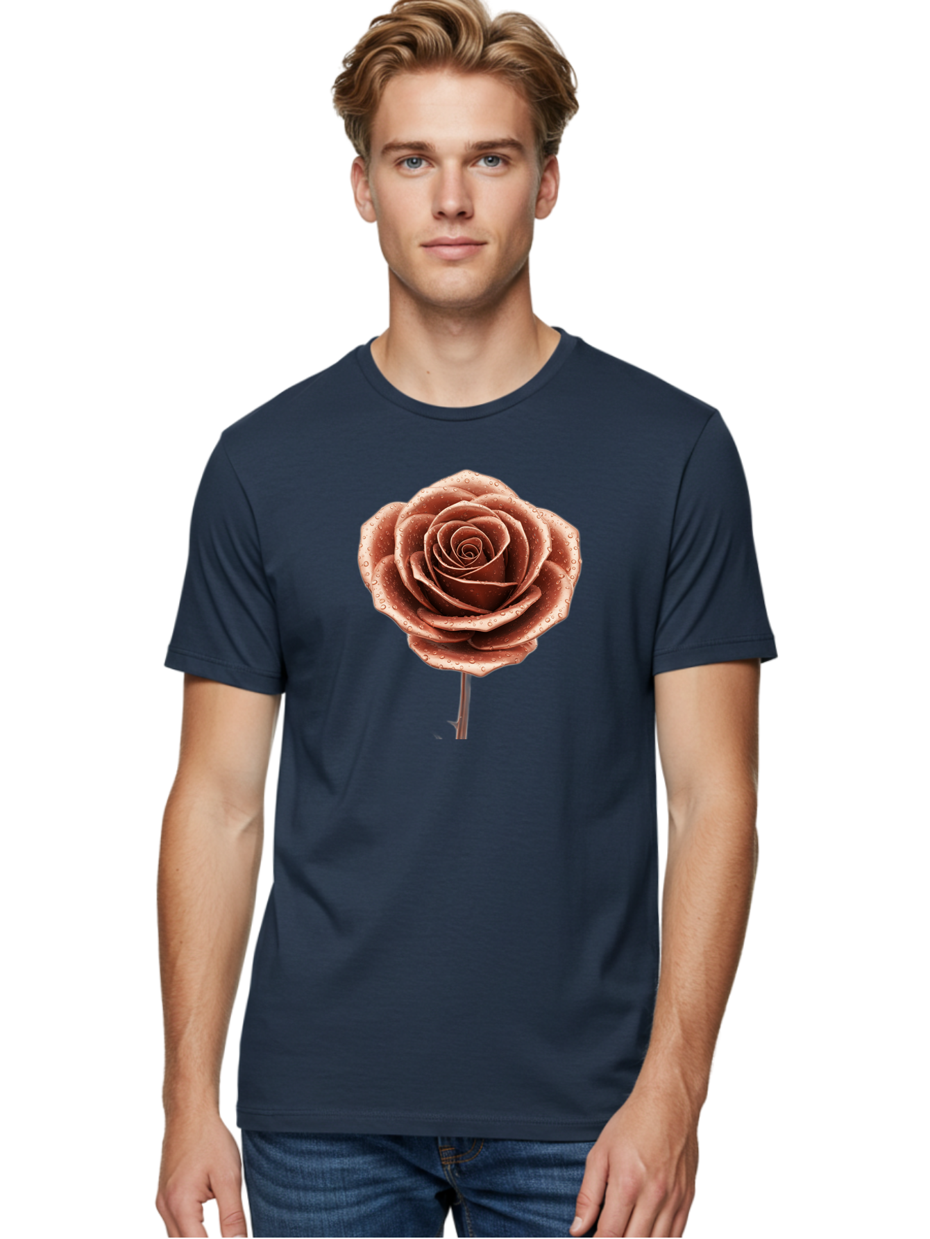 Rose-With-Water-Droplets Men'S Graphic Tee, 100% Cotton, Comfortable Casual Summer Wear, Machine Washable, Vintage Camera, Old Camera, Antique Camera, Black Camera, Classic Photography, Photography Equipment, Nostalgic Device, Film Camera, Bah045