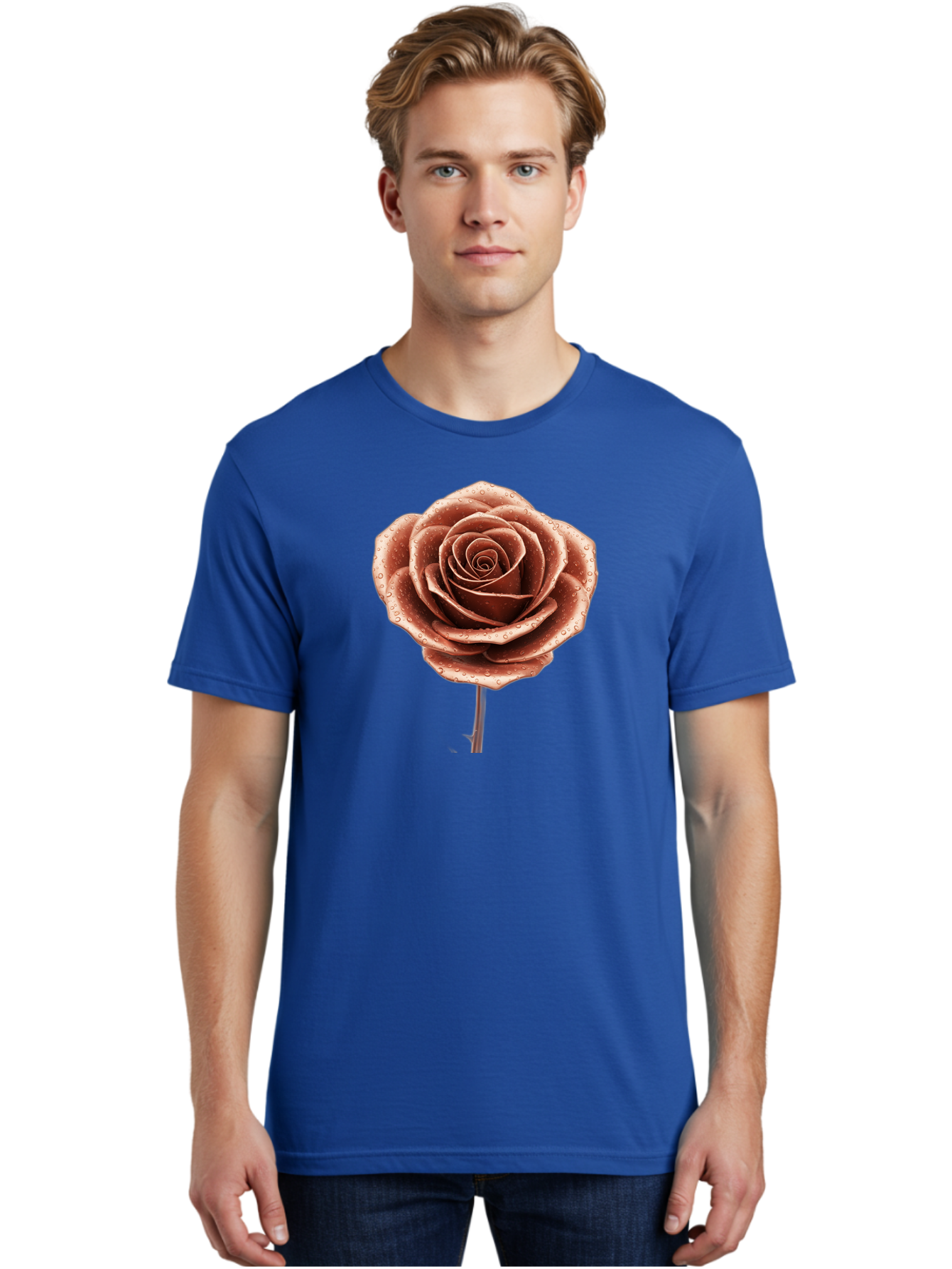 Rose-With-Water-Droplets Men'S Graphic Tee, 100% Cotton, Comfortable Casual Summer Wear, Machine Washable, Vintage Camera, Old Camera, Antique Camera, Black Camera, Classic Photography, Photography Equipment, Nostalgic Device, Film Camera, Bah045