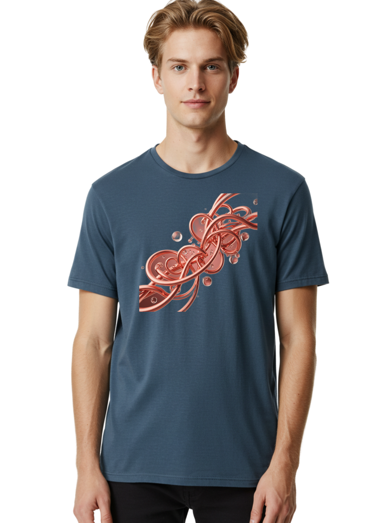 Rosegold-Abstract-Swirl Men'S Graphic Tee, 100% Cotton, Comfortable Casual Summer Wear, Machine Washable, Vintage Camera, Old Camera, Antique Camera, Black Camera, Classic Photography, Photography Equipment, Nostalgic Device, Film Camera, Bah046
