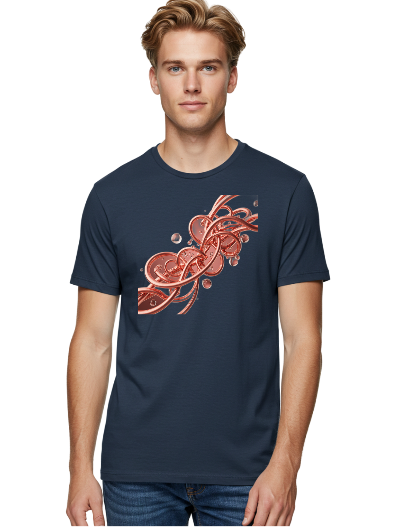 Rosegold-Abstract-Swirl Men'S Graphic Tee, 100% Cotton, Comfortable Casual Summer Wear, Machine Washable, Vintage Camera, Old Camera, Antique Camera, Black Camera, Classic Photography, Photography Equipment, Nostalgic Device, Film Camera, Bah046