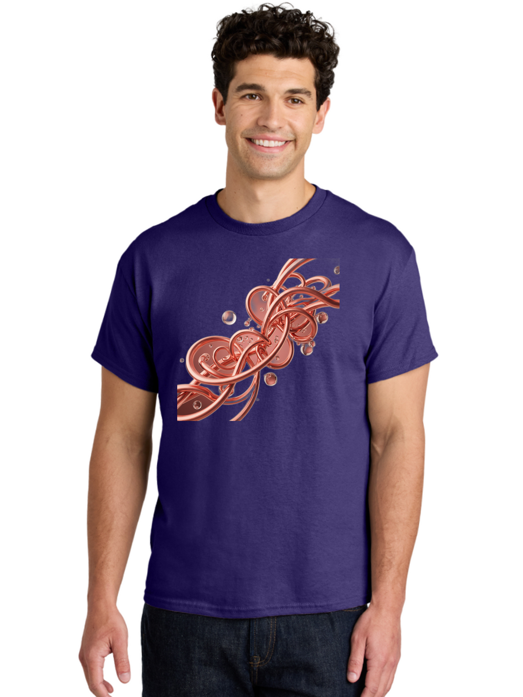 Rosegold-Abstract-Swirl Men'S Graphic Tee, 100% Cotton, Comfortable Casual Summer Wear, Machine Washable, Vintage Camera, Old Camera, Antique Camera, Black Camera, Classic Photography, Photography Equipment, Nostalgic Device, Film Camera, Bah046