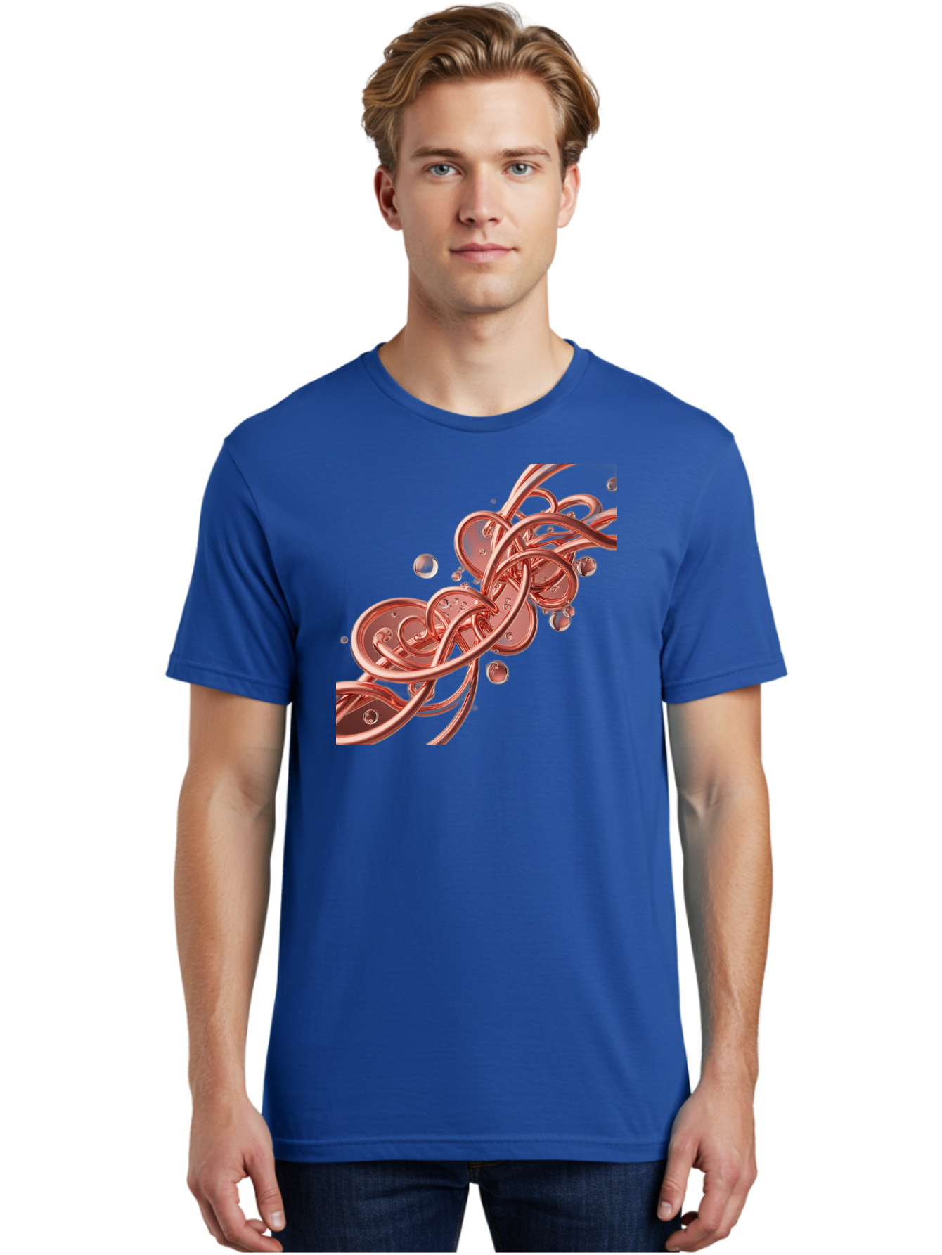 Rosegold-Abstract-Swirl Men'S Graphic Tee, 100% Cotton, Comfortable Casual Summer Wear, Machine Washable, Vintage Camera, Old Camera, Antique Camera, Black Camera, Classic Photography, Photography Equipment, Nostalgic Device, Film Camera, Bah046