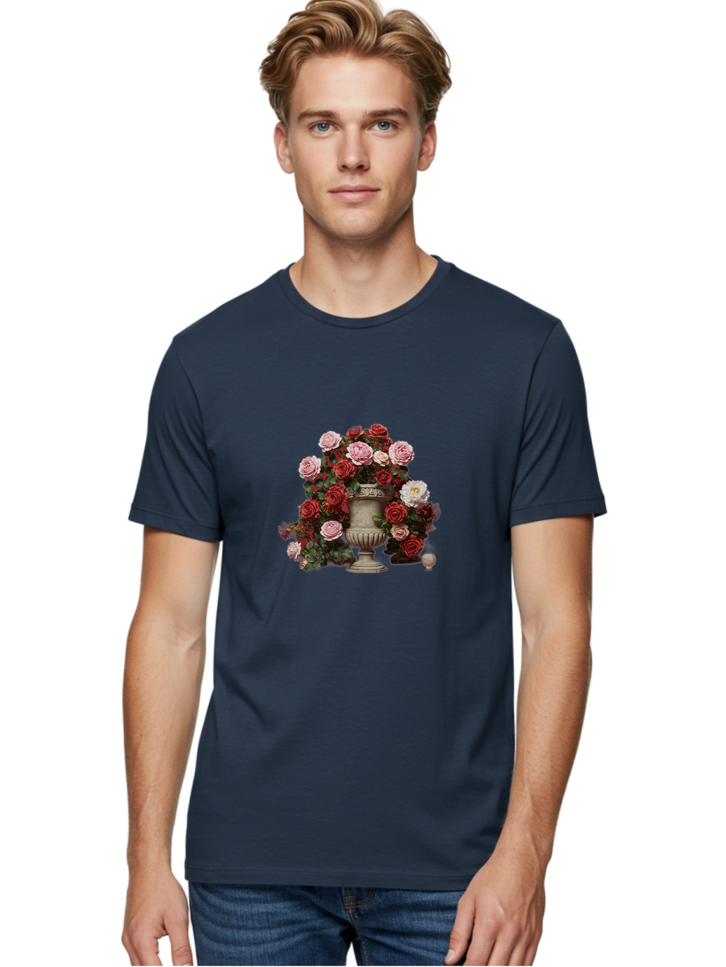 Roses-In-Vase Men'S Graphic Tee, 100% Cotton, Comfortable Casual Summer Wear, Machine Washable, Vintage Camera, Old Camera, Antique Camera, Black Camera, Classic Photography, Photography Equipment, Nostalgic Device, Film Camera, Camera Art Bah047