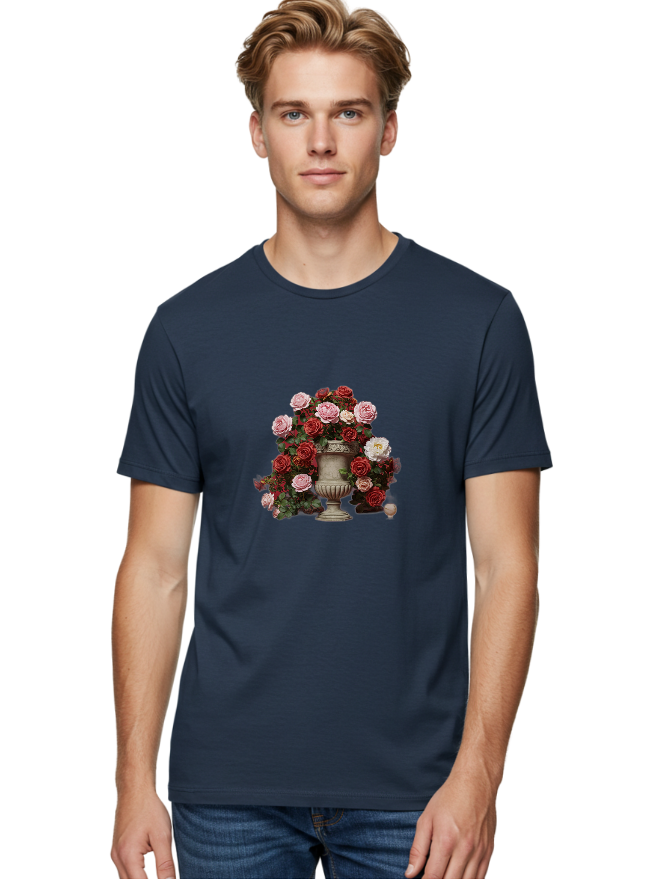 Roses-In-Vase Men'S Graphic Tee, 100% Cotton, Comfortable Casual Summer Wear, Machine Washable, Vintage Camera, Old Camera, Antique Camera, Black Camera, Classic Photography, Photography Equipment, Nostalgic Device, Film Camera, Camera Art Bah047