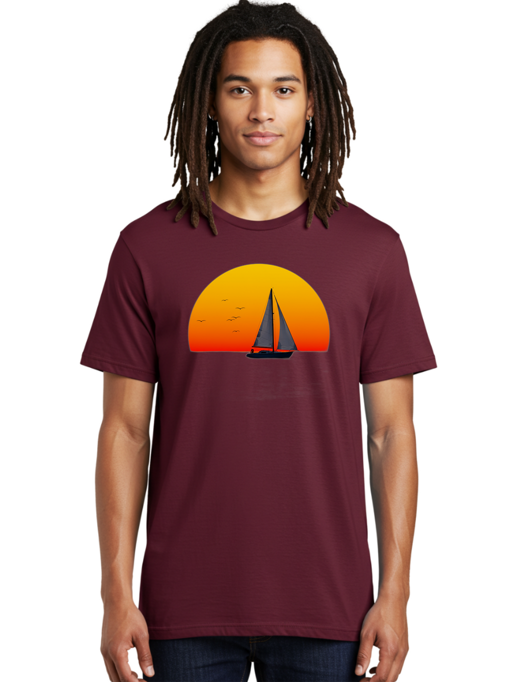 Sailboat-At-Sunset Men'S Graphic Tee, 100% Cotton, Comfortable Casual Summer Wear, Machine Washable, Vintage Camera, Old Camera, Antique Camera, Black Camera, Classic Photography, Photography Equipment, Nostalgic Device, Film Camera, Bah055