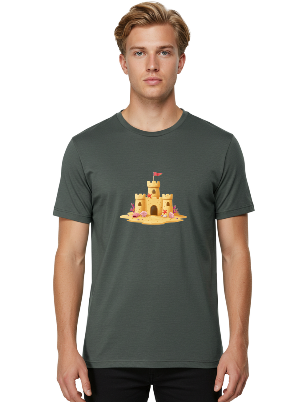 Sandcastle Men'S Graphic Tee, 100% Cotton, Comfortable Casual Summer Wear, Machine Washable, Vintage Camera, Old Camera, Antique Camera, Black Camera, Classic Photography, Photography Equipment, Nostalgic Device, Film Camera, Camera Art Bah064