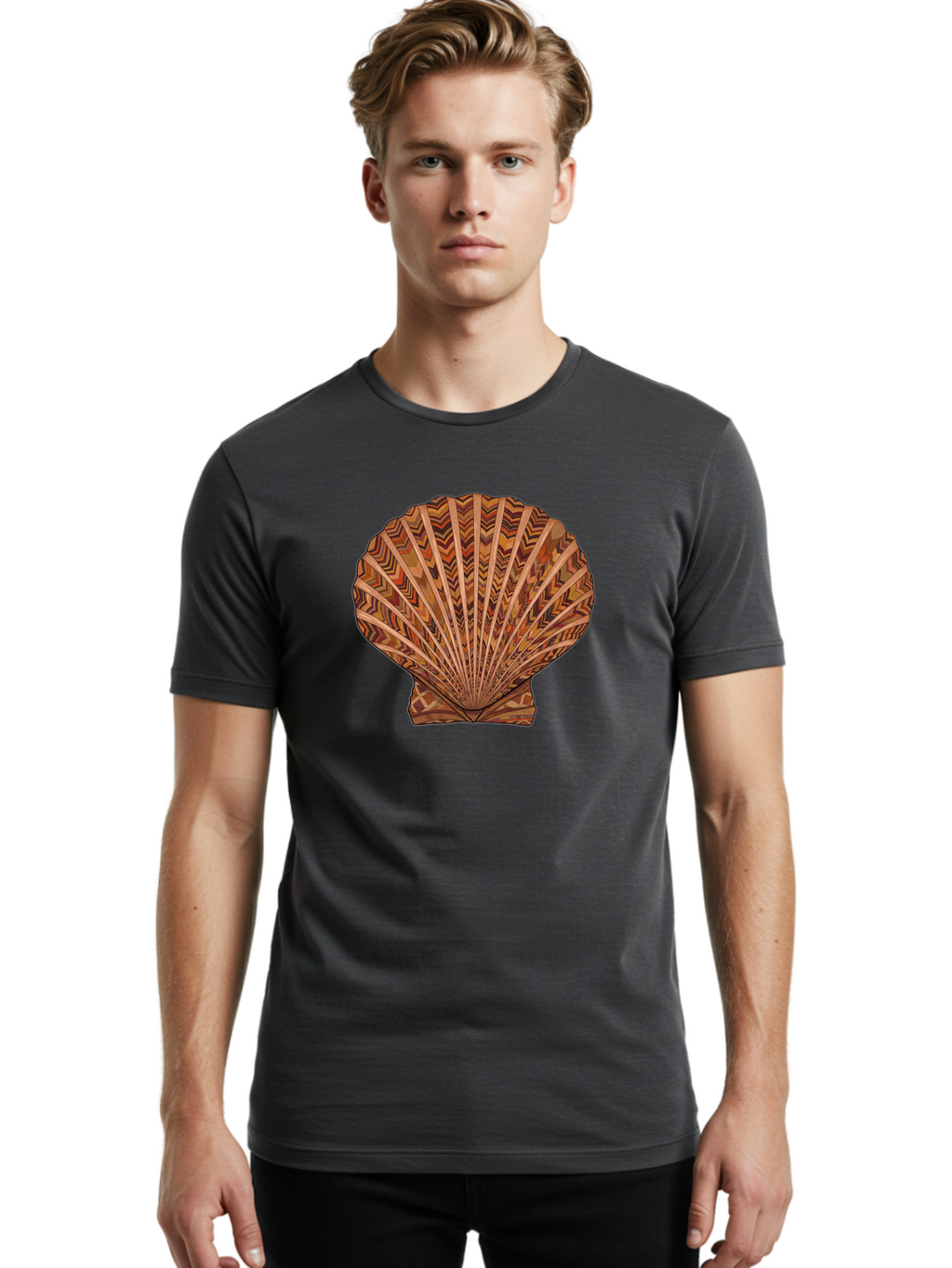 Scallop-Shell Men'S Graphic Tee, 100% Cotton, Comfortable Casual Summer Wear, Machine Washable, Vintage Camera, Old Camera, Antique Camera, Black Camera, Classic Photography, Photography Equipment, Nostalgic Device, Film Camera, Camera Art Bah074