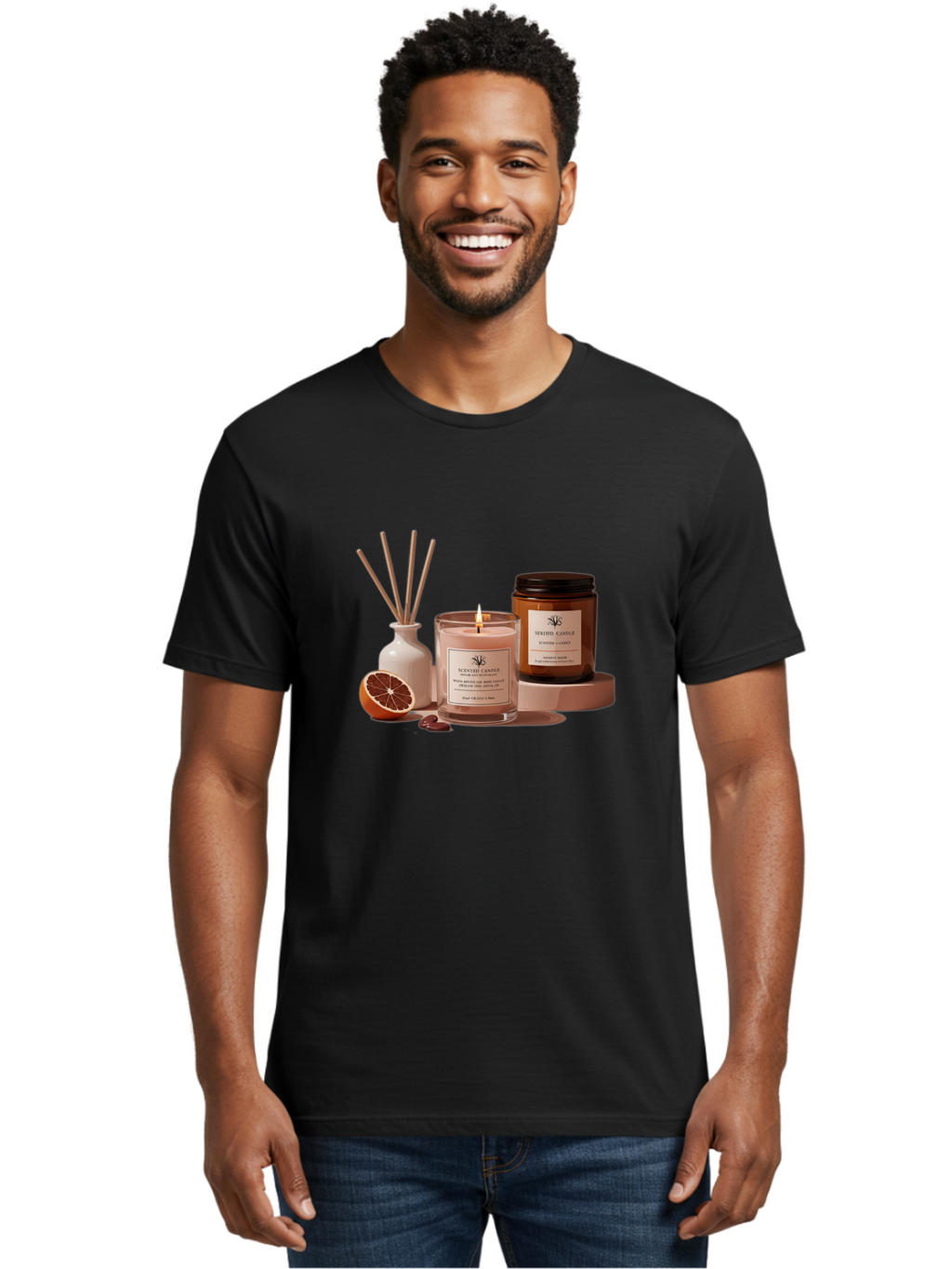 Scented-Candle-1 Men'S Graphic Tee, 100% Cotton, Comfortable Casual Summer Wear, Machine Washable, Vintage Camera, Old Camera, Antique Camera, Black Camera, Classic Photography, Photography Equipment, Nostalgic Device, Film Camera, Camera Art Bah076