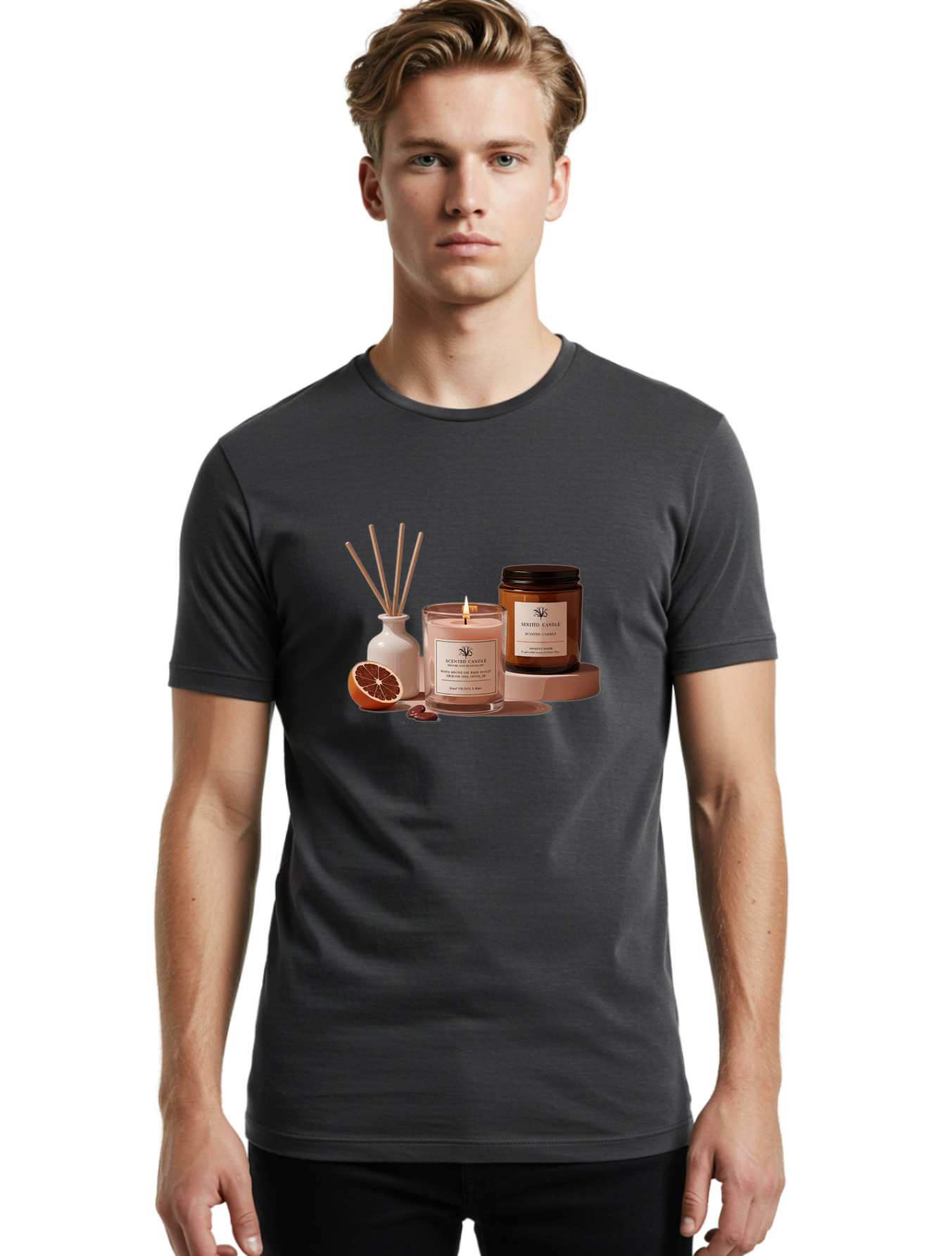 Scented-Candle-1 Men'S Graphic Tee, 100% Cotton, Comfortable Casual Summer Wear, Machine Washable, Vintage Camera, Old Camera, Antique Camera, Black Camera, Classic Photography, Photography Equipment, Nostalgic Device, Film Camera, Camera Art Bah076