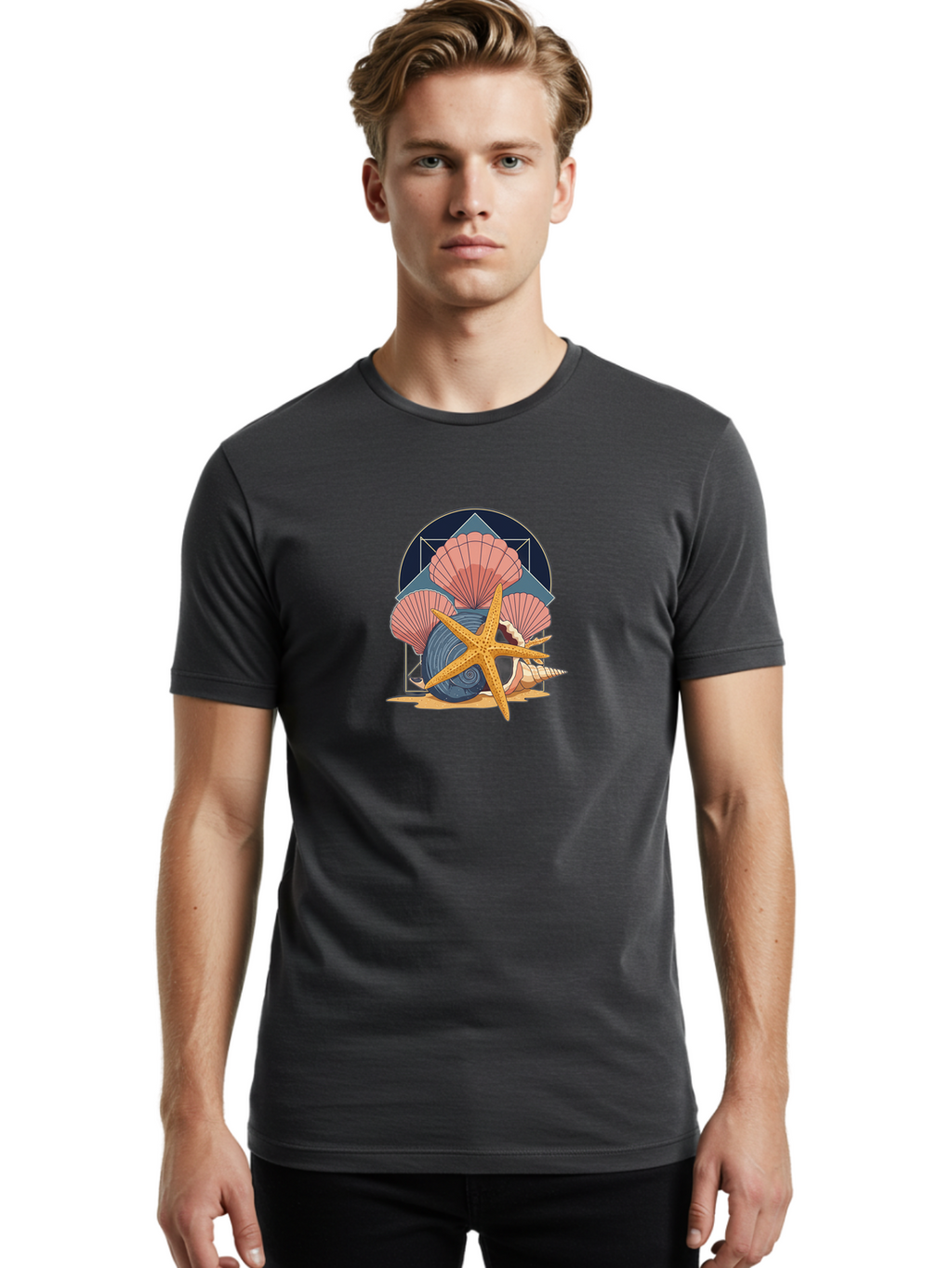 Seashells-And-Starfish Men'S Graphic Tee, 100% Cotton, Comfortable Casual Summer Wear, Machine Washable, Vintage Camera, Old Camera, Antique Camera, Black Camera, Classic Photography, Photography Equipment, Nostalgic Device, Film Camera, Bah082