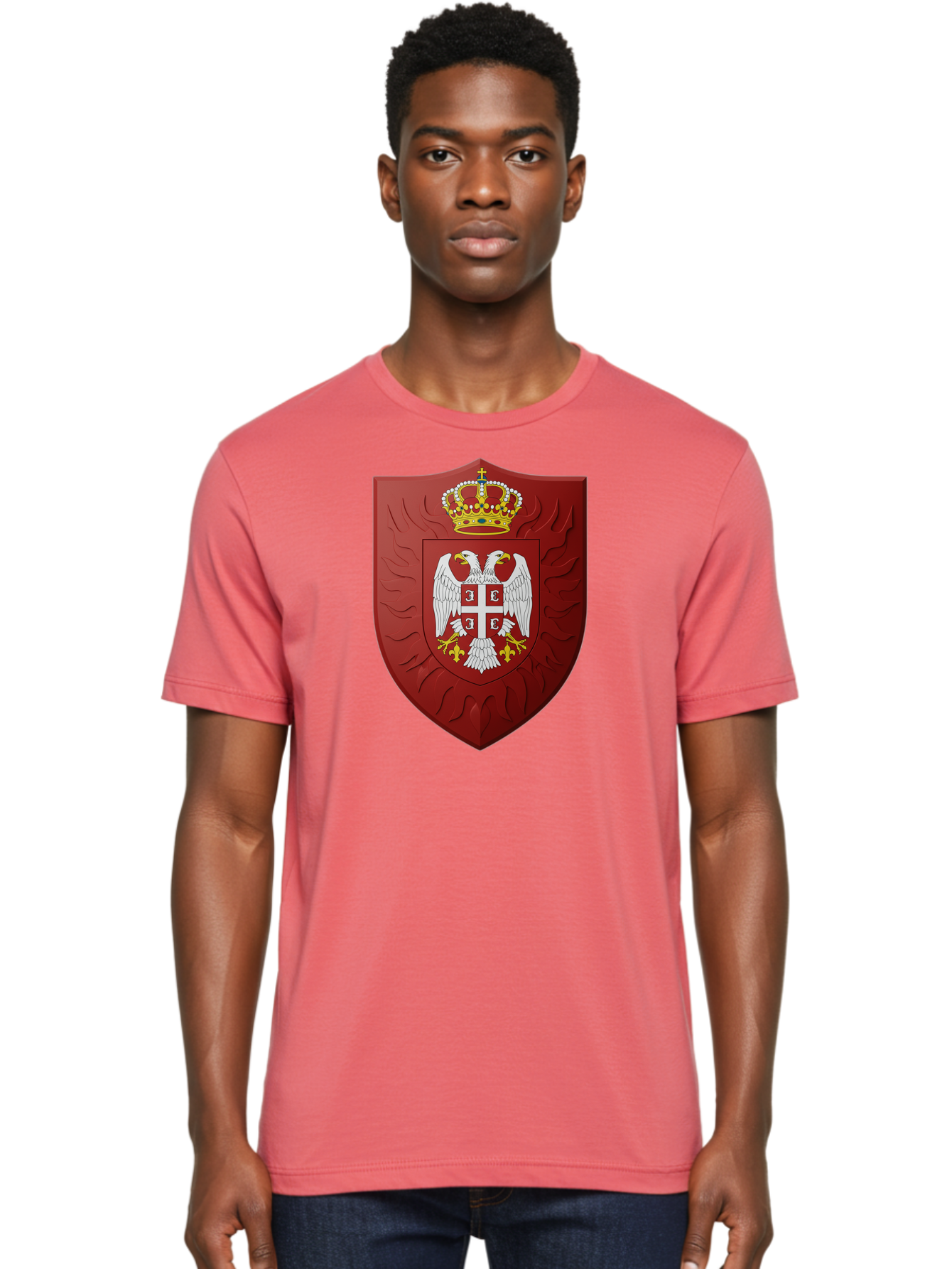Serbian-Coat-Of-Arms-1 Men'S Graphic Tee, 100% Cotton, Comfortable Casual Summer Wear, Machine Washable, Vintage Camera, Old Camera, Antique Camera, Black Camera, Classic Photography, Photography Equipment, Nostalgic Device, Film Camera, Bah085