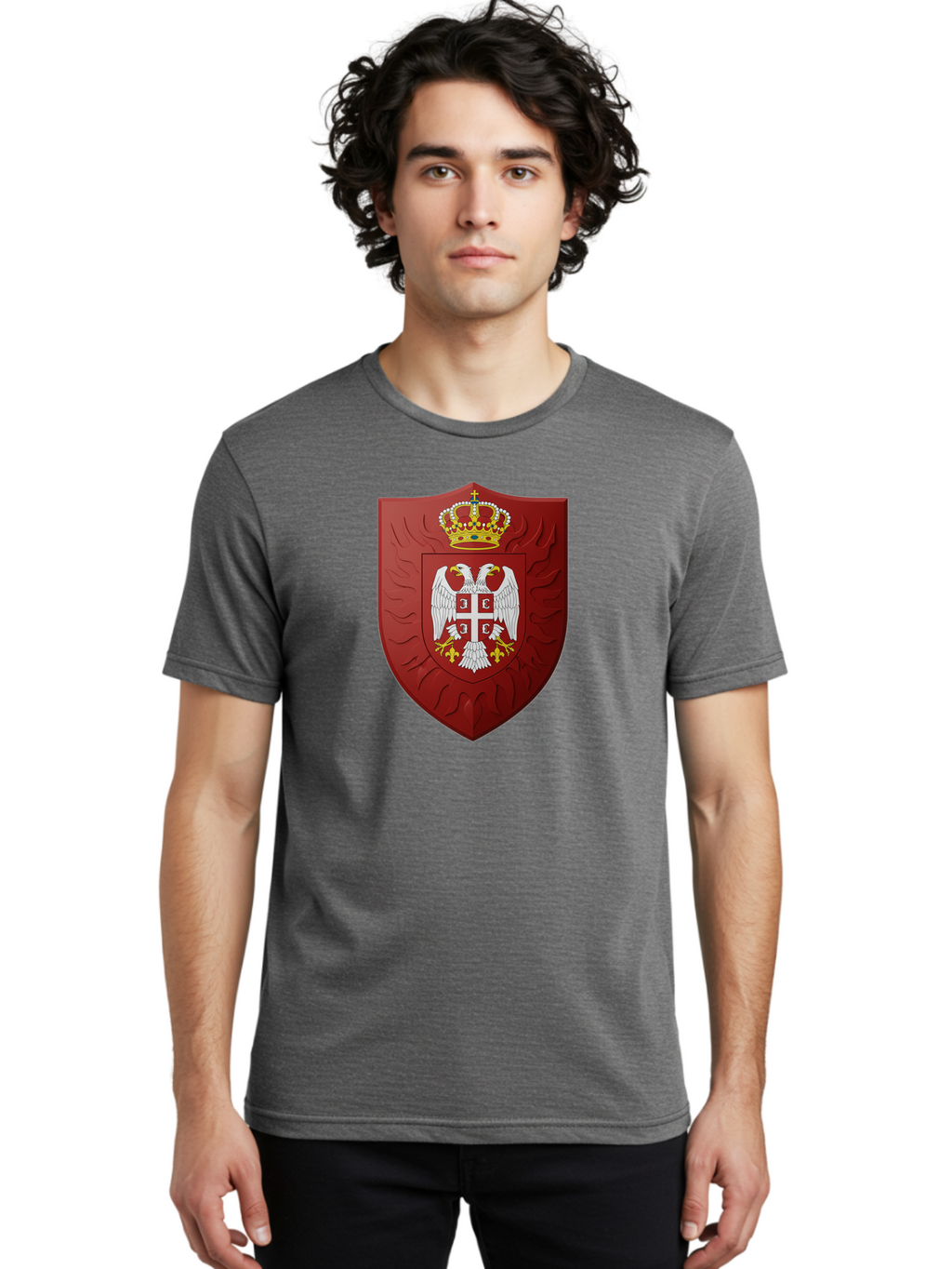 Serbian-Coat-Of-Arms-1 Men'S Graphic Tee, 100% Cotton, Comfortable Casual Summer Wear, Machine Washable, Vintage Camera, Old Camera, Antique Camera, Black Camera, Classic Photography, Photography Equipment, Nostalgic Device, Film Camera, Bah085