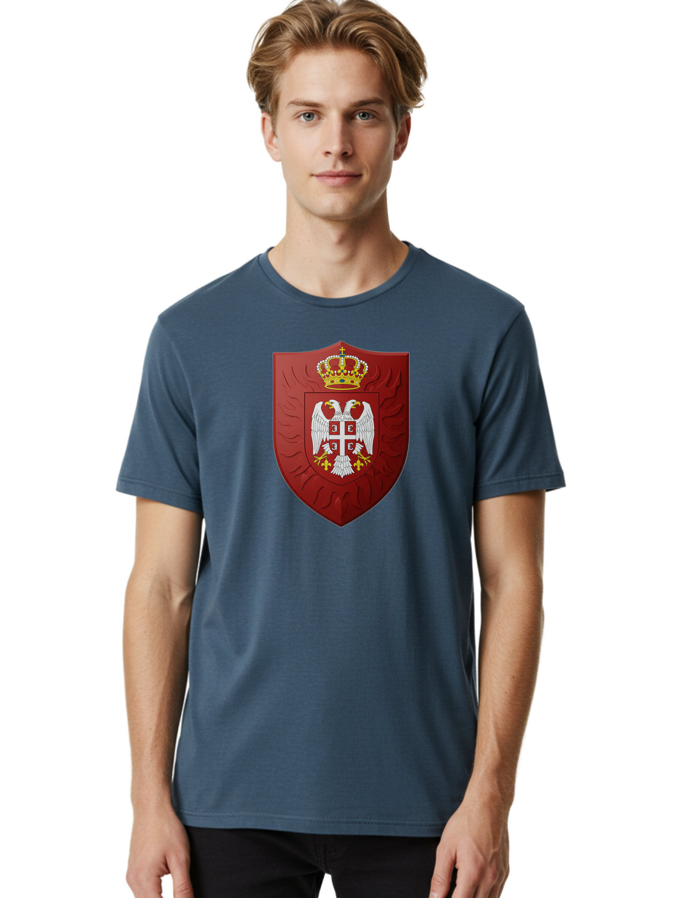 Serbian-Coat-Of-Arms-1 Men'S Graphic Tee, 100% Cotton, Comfortable Casual Summer Wear, Machine Washable, Vintage Camera, Old Camera, Antique Camera, Black Camera, Classic Photography, Photography Equipment, Nostalgic Device, Film Camera, Bah085