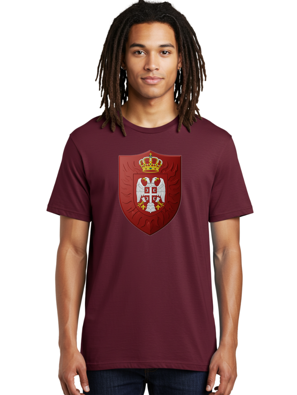 Serbian-Coat-Of-Arms-1 Men'S Graphic Tee, 100% Cotton, Comfortable Casual Summer Wear, Machine Washable, Vintage Camera, Old Camera, Antique Camera, Black Camera, Classic Photography, Photography Equipment, Nostalgic Device, Film Camera, Bah085