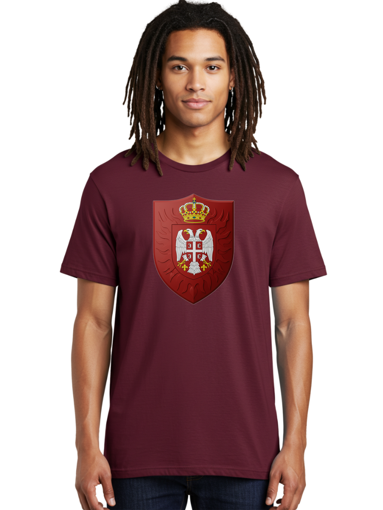 Serbian-Coat-Of-Arms-1 Men'S Graphic Tee, 100% Cotton, Comfortable Casual Summer Wear, Machine Washable, Vintage Camera, Old Camera, Antique Camera, Black Camera, Classic Photography, Photography Equipment, Nostalgic Device, Film Camera, Bah085