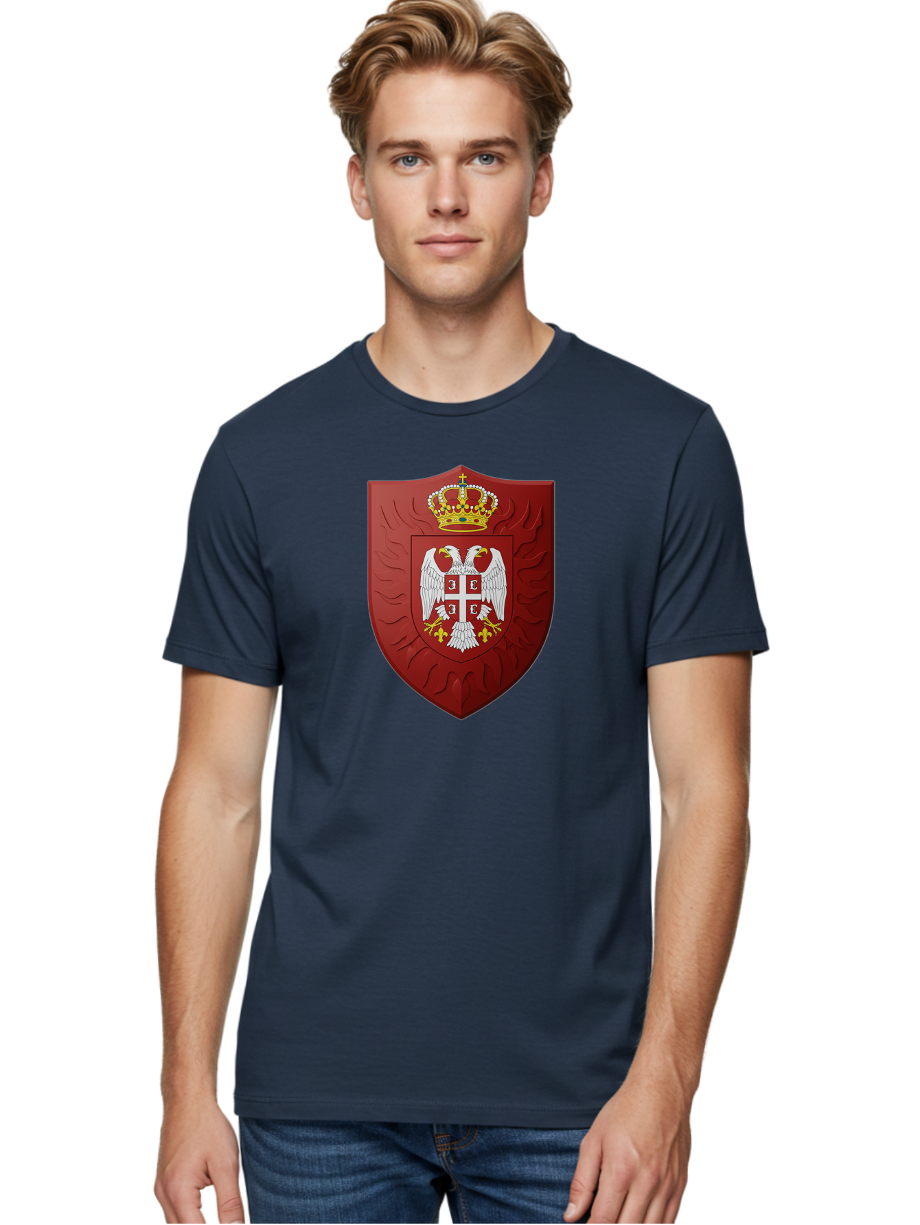 Serbian-Coat-Of-Arms-1 Men'S Graphic Tee, 100% Cotton, Comfortable Casual Summer Wear, Machine Washable, Vintage Camera, Old Camera, Antique Camera, Black Camera, Classic Photography, Photography Equipment, Nostalgic Device, Film Camera, Bah085