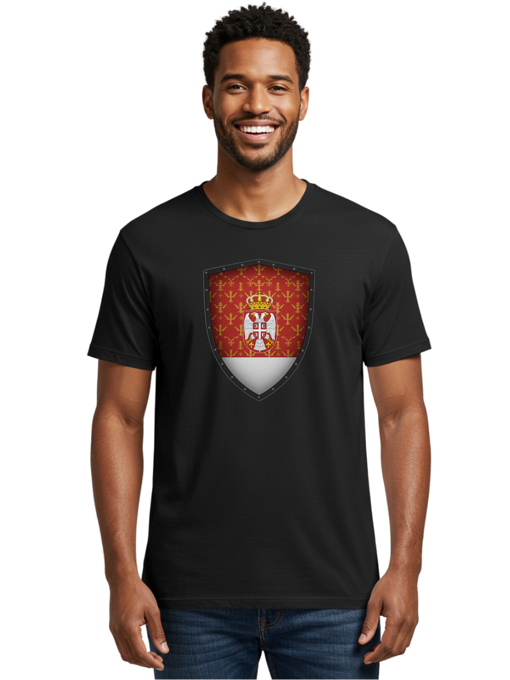 Serbian-Coat-Of-Arms-Shield Men'S Graphic Tee, 100% Cotton, Comfortable Casual Summer Wear, Machine Washable, Vintage Camera, Old Camera, Antique Camera, Black Camera, Classic Photography, Photography Equipment, Nostalgic Device, Film Camera, Bah086