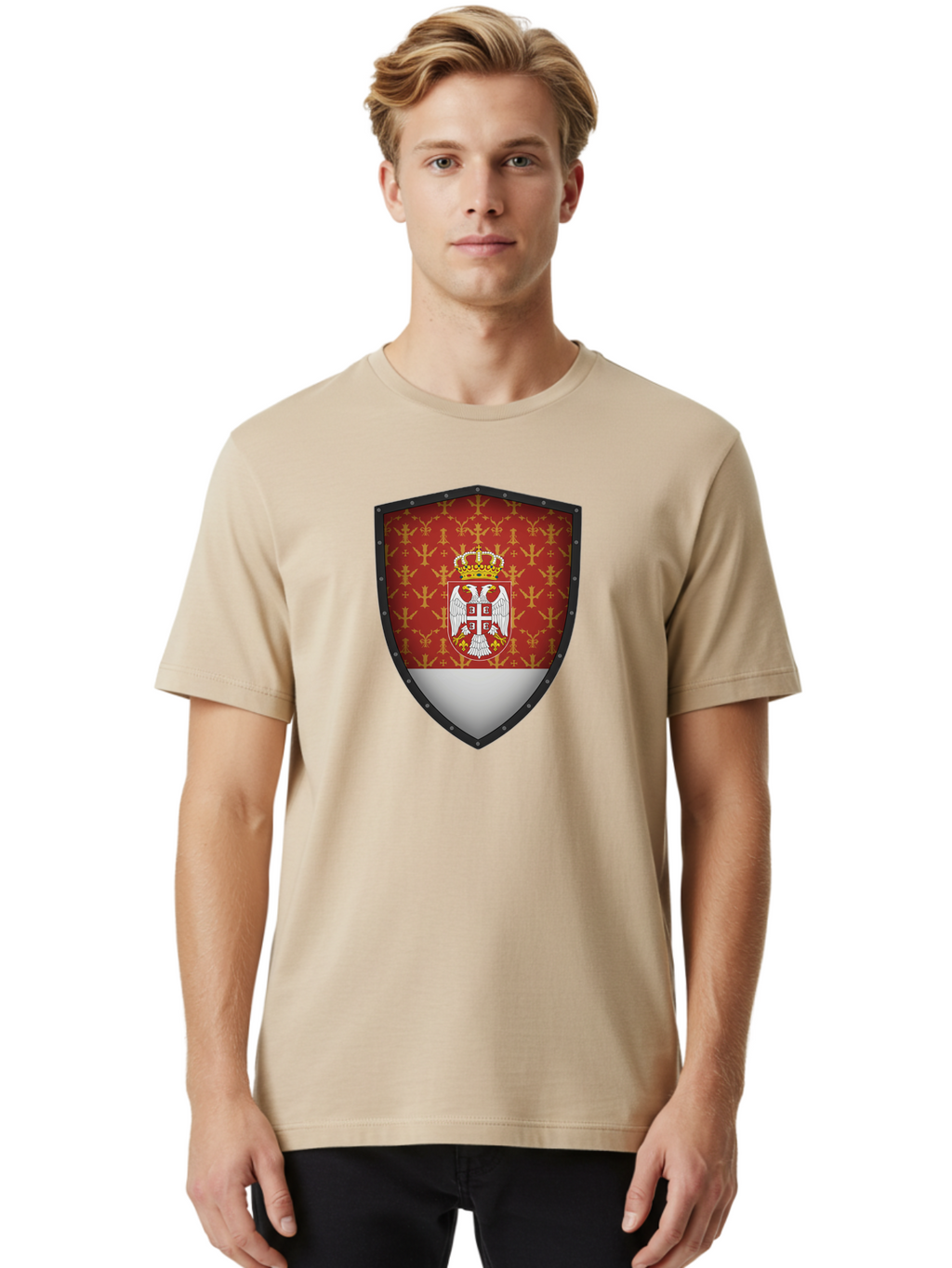 Serbian-Coat-Of-Arms-Shield Men'S Graphic Tee, 100% Cotton, Comfortable Casual Summer Wear, Machine Washable, Vintage Camera, Old Camera, Antique Camera, Black Camera, Classic Photography, Photography Equipment, Nostalgic Device, Film Camera, Bah086